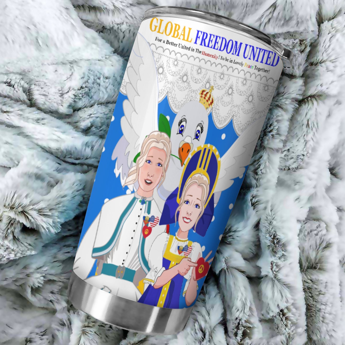 Tumbler GLOBAL FREEDOM UNITED© Women Russia & USA Blue