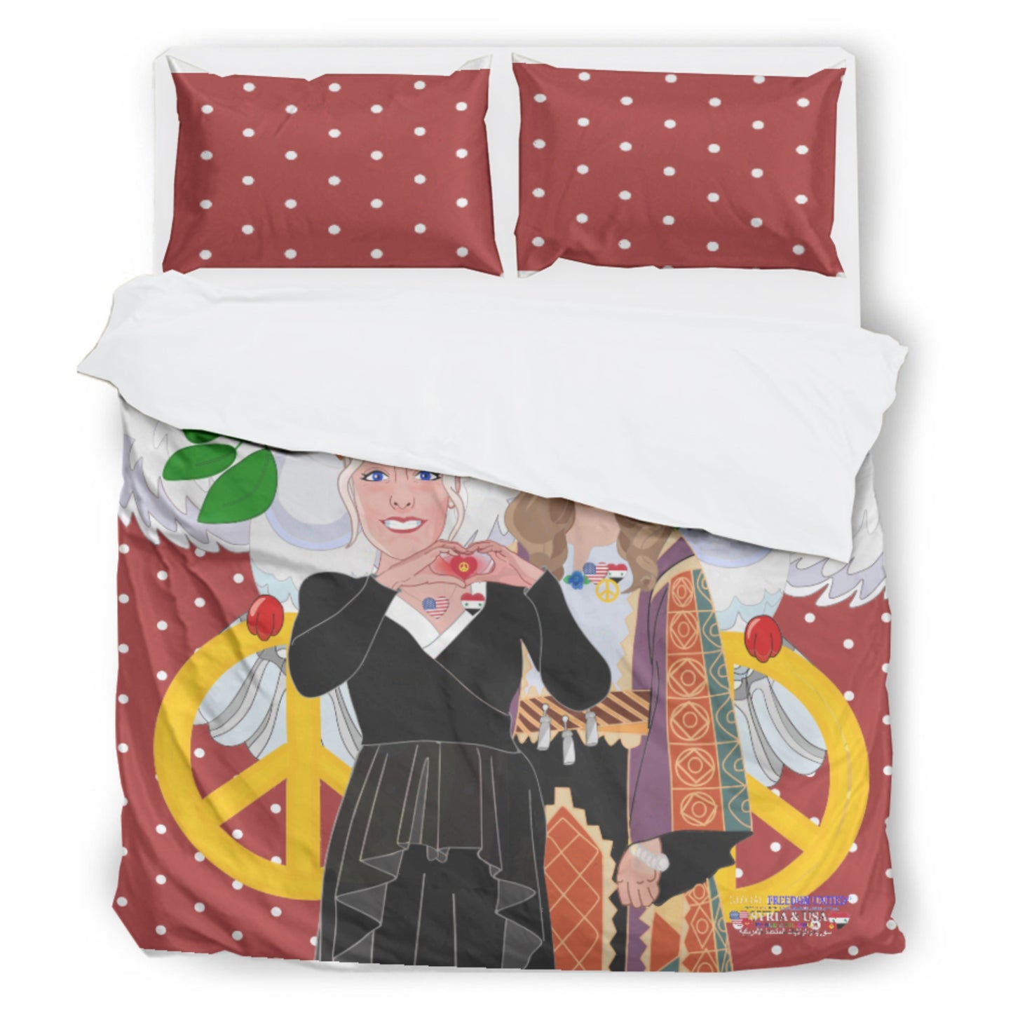 Bed Line GLOBAL FREEDOM UNITED© Women Syria & USA Red