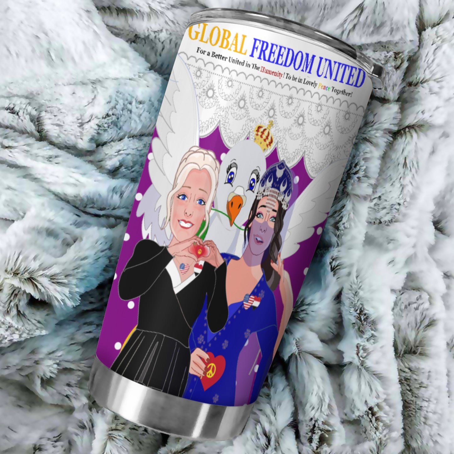Tumbler GLOBAL FREEDOM UNITED© Women Yemen & USA Lilac 1