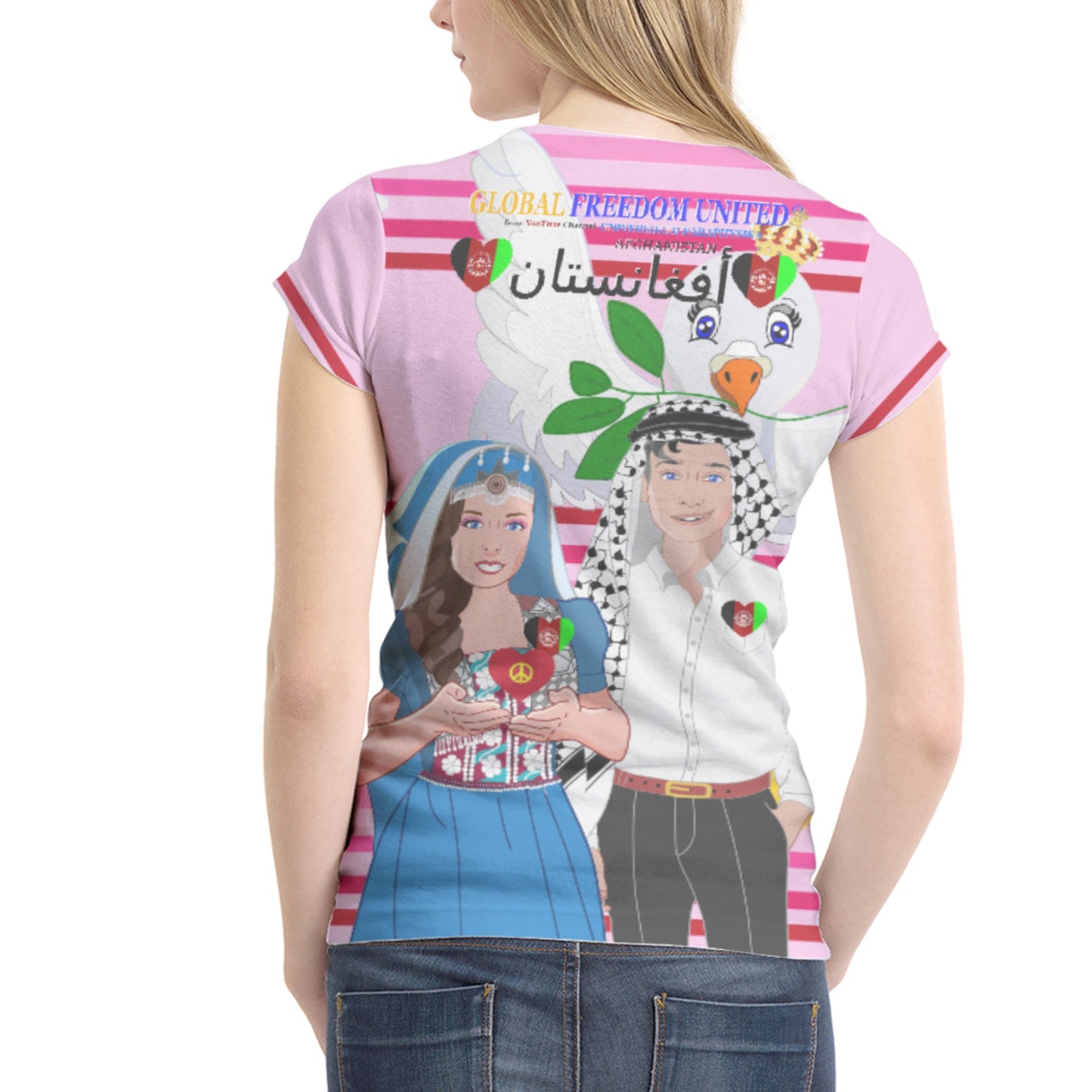 Women´s T-shirt 1 GLOBAL FREEDOM UNITED© Couple Afghanistan Pink 1