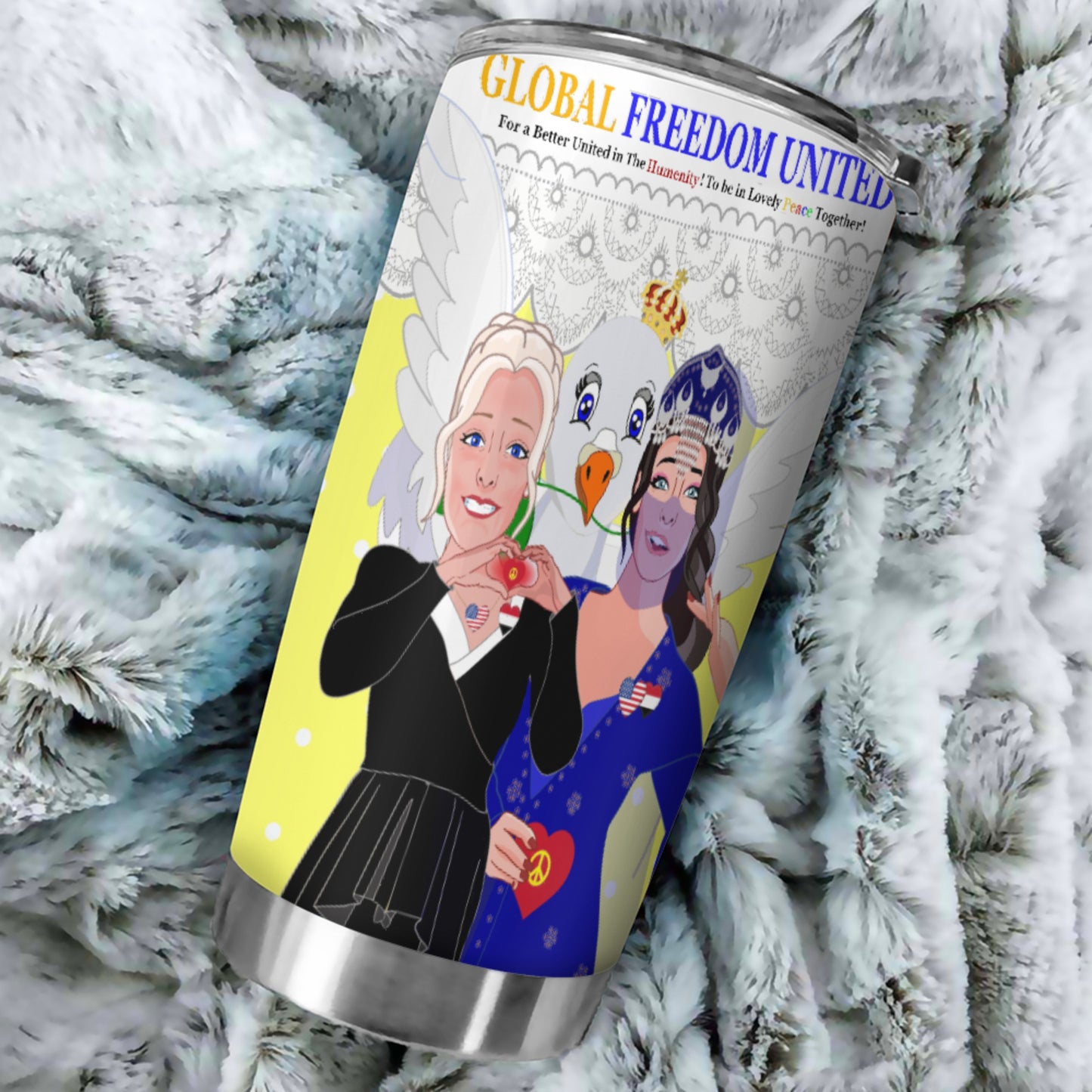 Tumbler GLOBAL FREEDOM UNITED© Women Yemen & USA Yellow