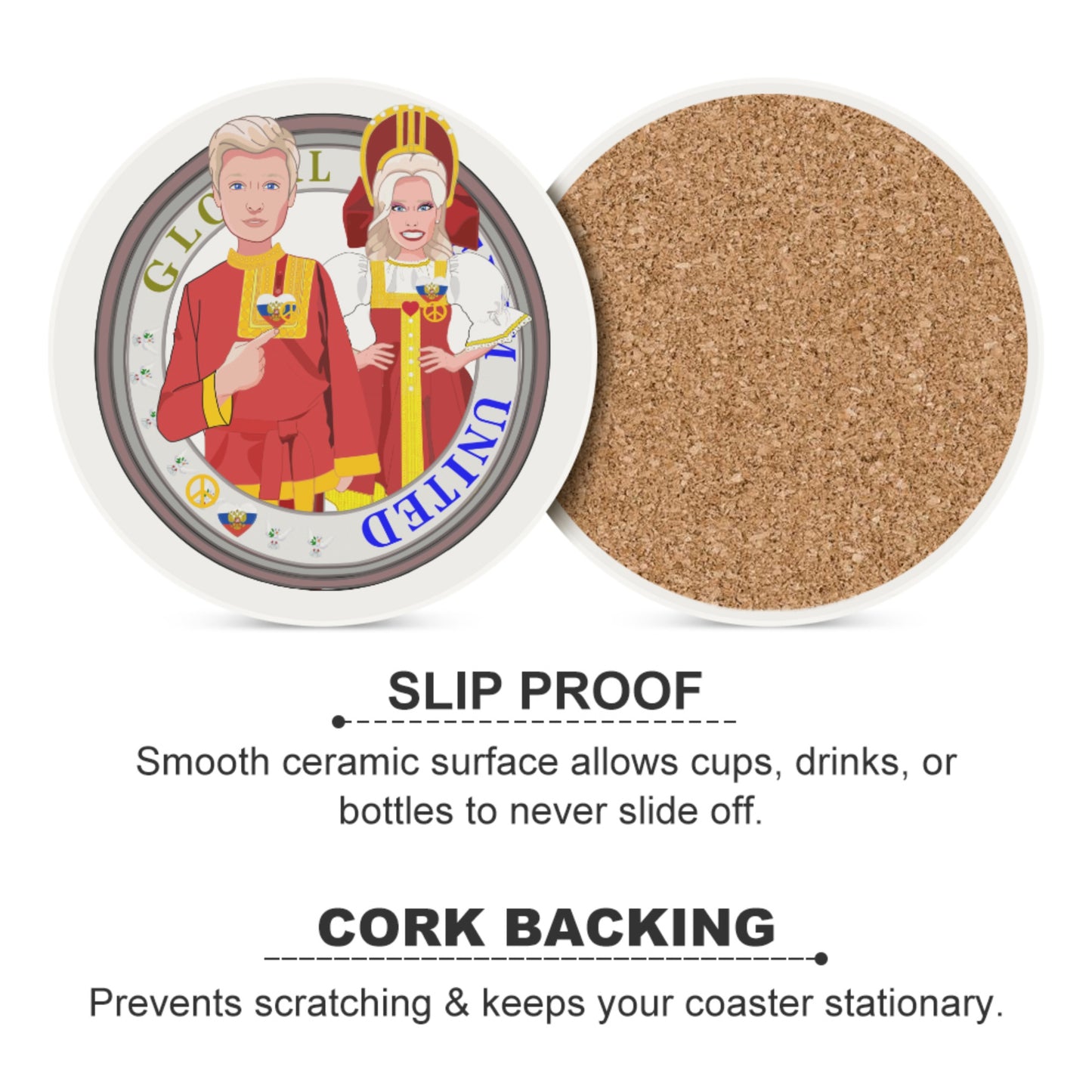Ceramic Coasters GLOBAL FREEDOM UNITED© Couple Russia