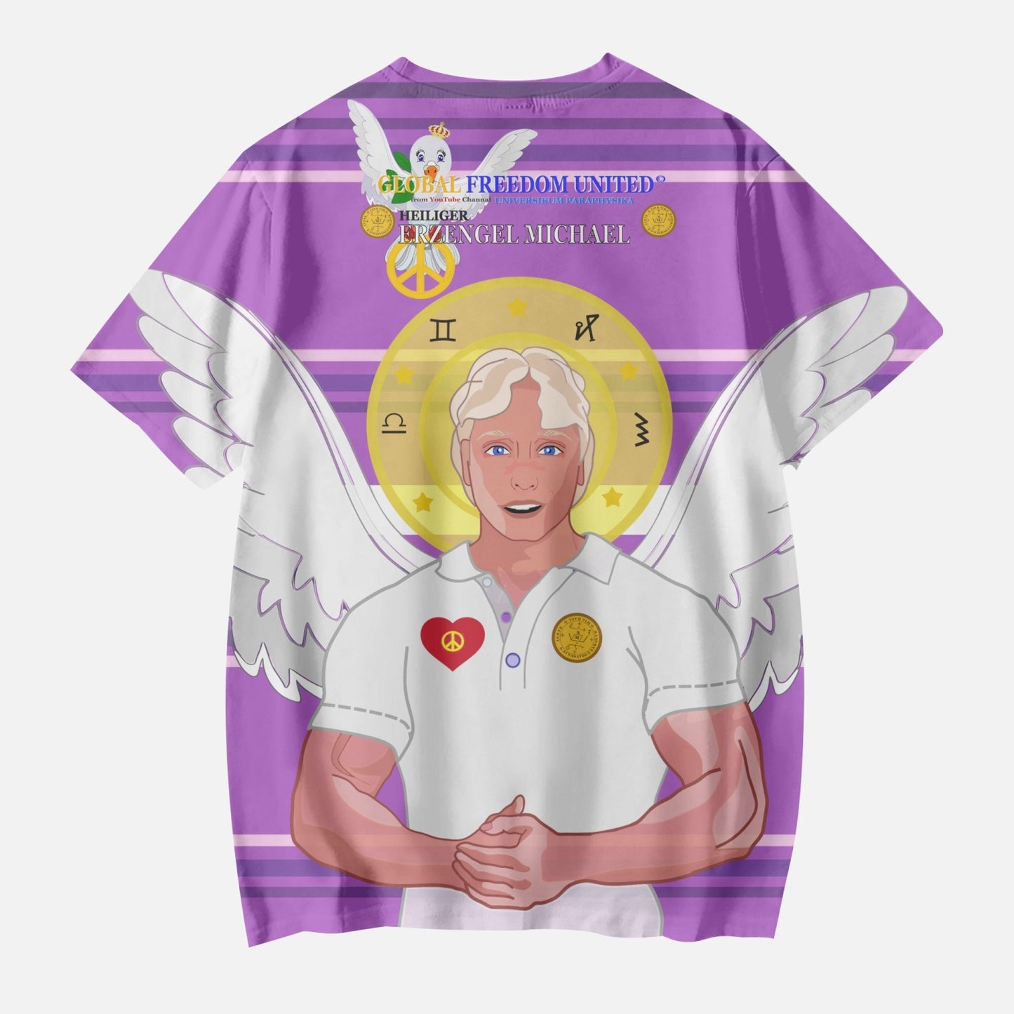AOP Kids' Short T-Shirts GLOBAL FREEDOM UNITED ARCHANGEL MICHAEL GERMAN LILAC