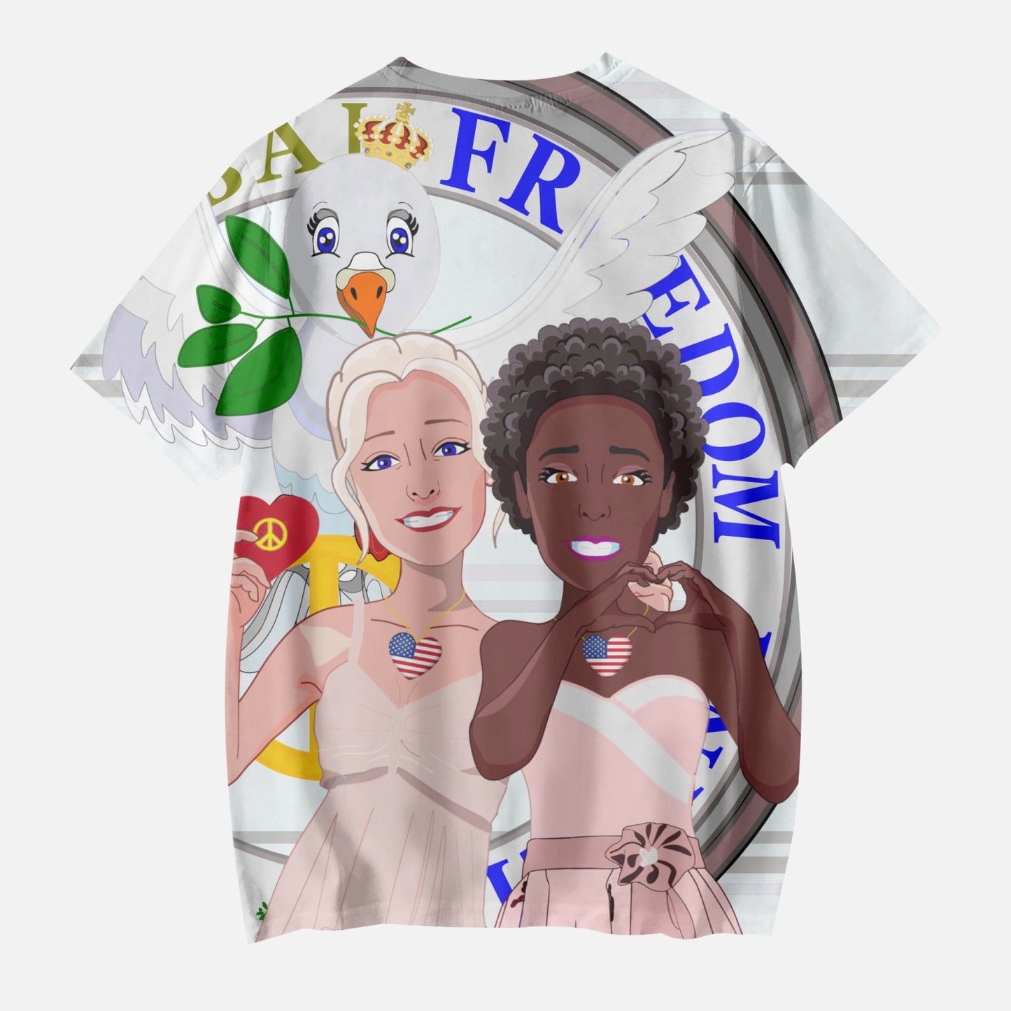 Kids' Short T-Shirts GLOBAL FREEDOM UNITED ANTI FASHISM & RACISM GIRL WIGHT