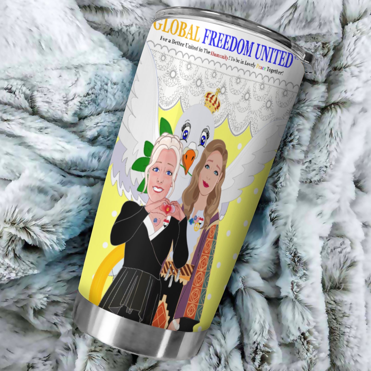 Tumbler GLOBAL FREEDOM UNITED© Women Syria & USA Yellow