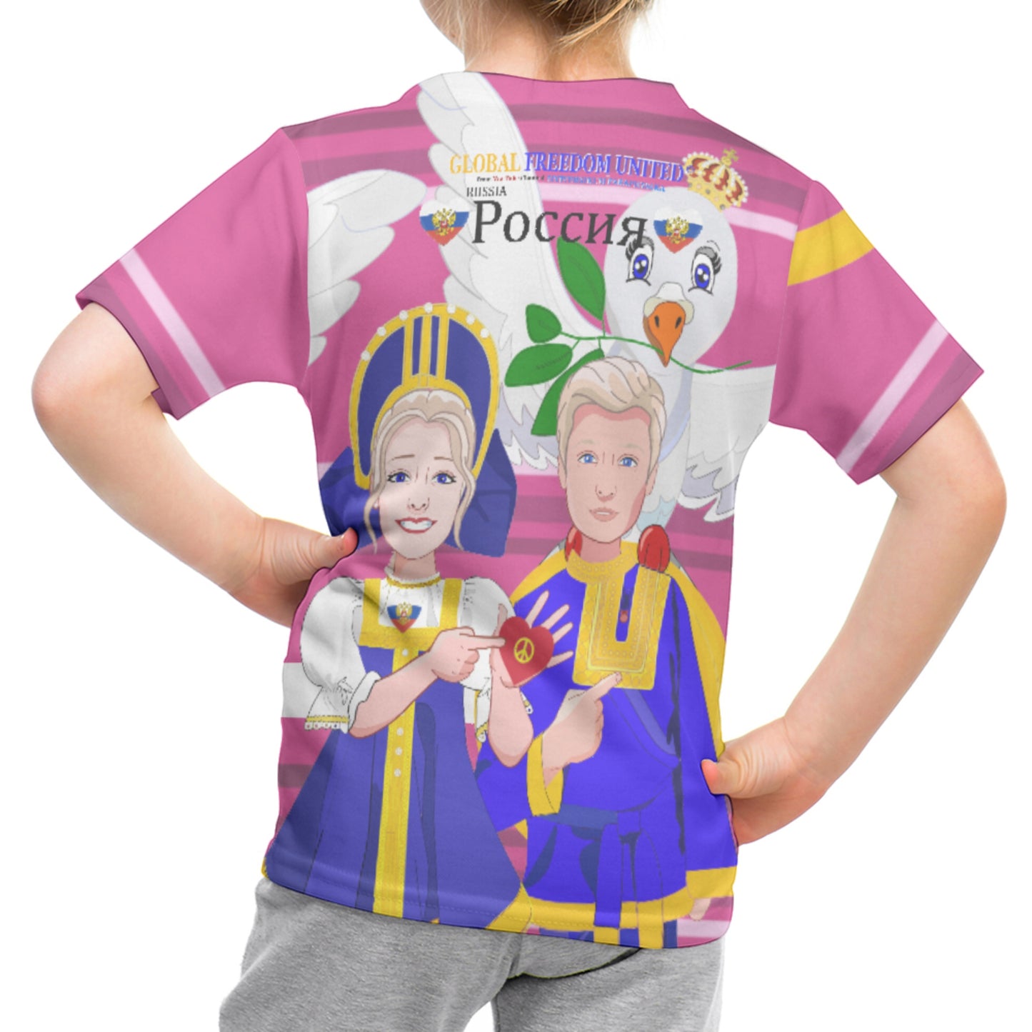 Kid´s T-shirt GLOBAL FREEDOM UNITED© Couple Russia Pink2
