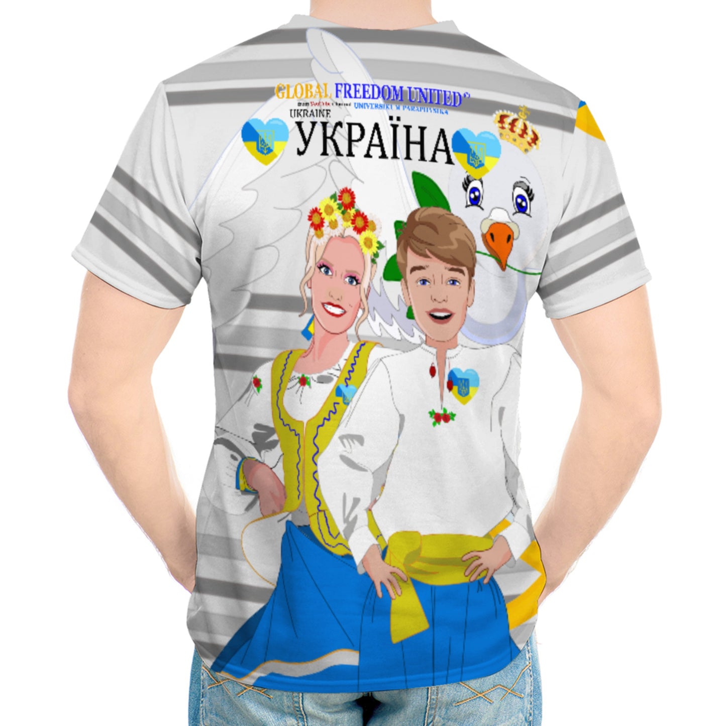 Women´s T-shirt GLOBAL FREEDOM UNITED© Couple Ukrain Grey