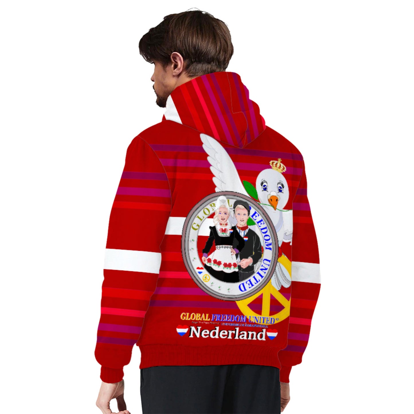 Plush HoodieGLOBAL FREEDOM UNITED© Couple Nederland Red
