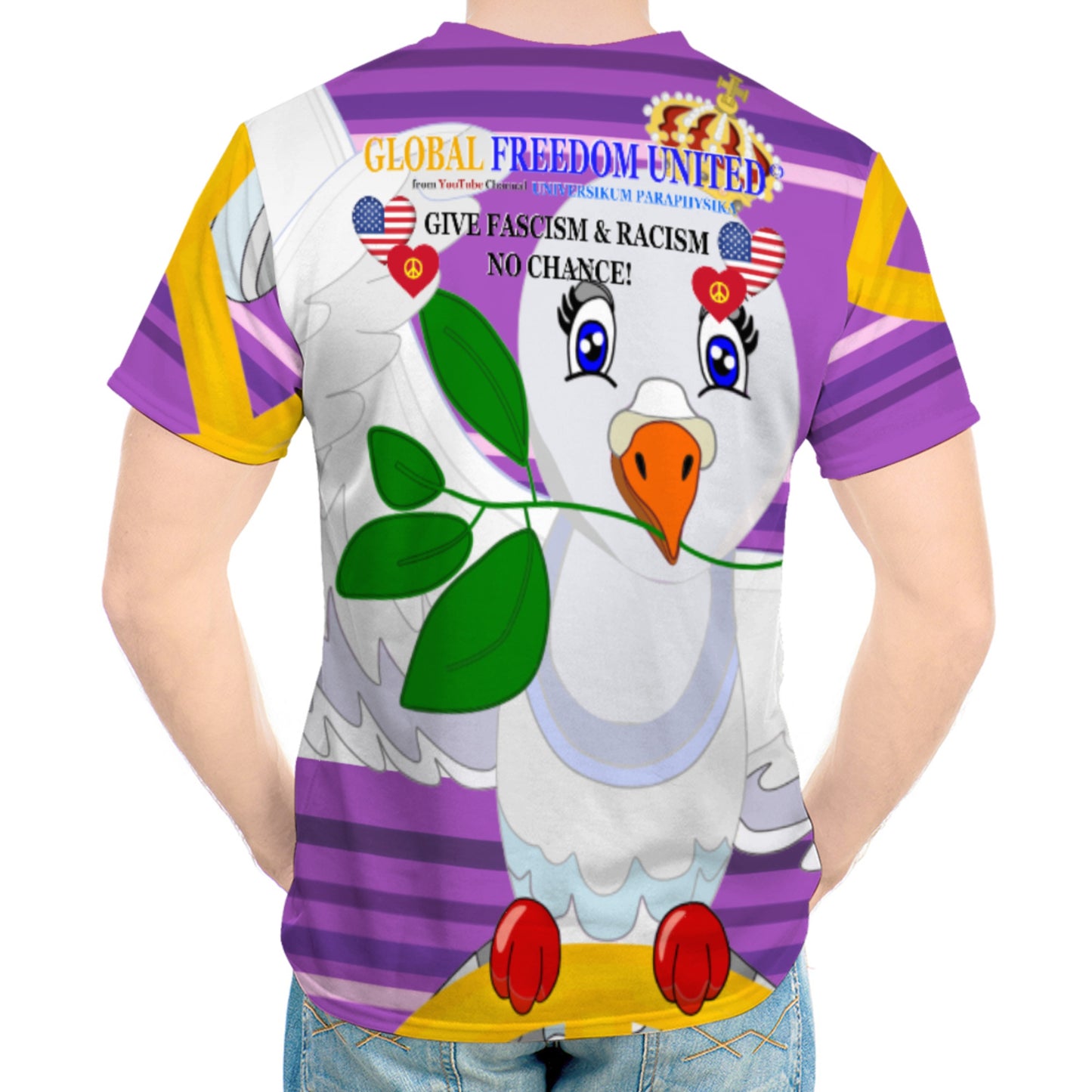 Men´s T-shirt GLOBAL FREEDOM UNITED© Anti Racism & Fascism USA Lilac
