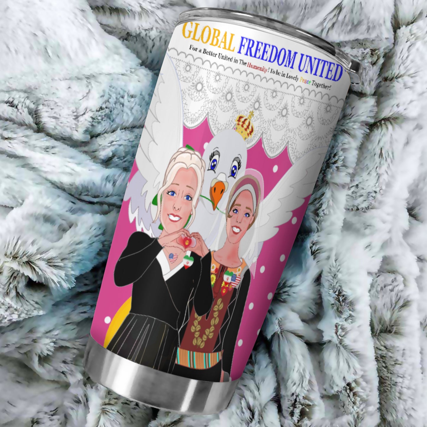 Tumbler GLOBAL FREEDOM UNITED© Women Iran & USA Pink2