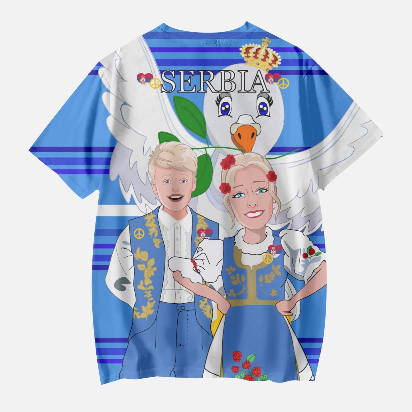 AOP Kids' Short T-Shirts GLOBAL FREEDOM UNITED COUPLE EDITION SERBIA DEEP BLUE