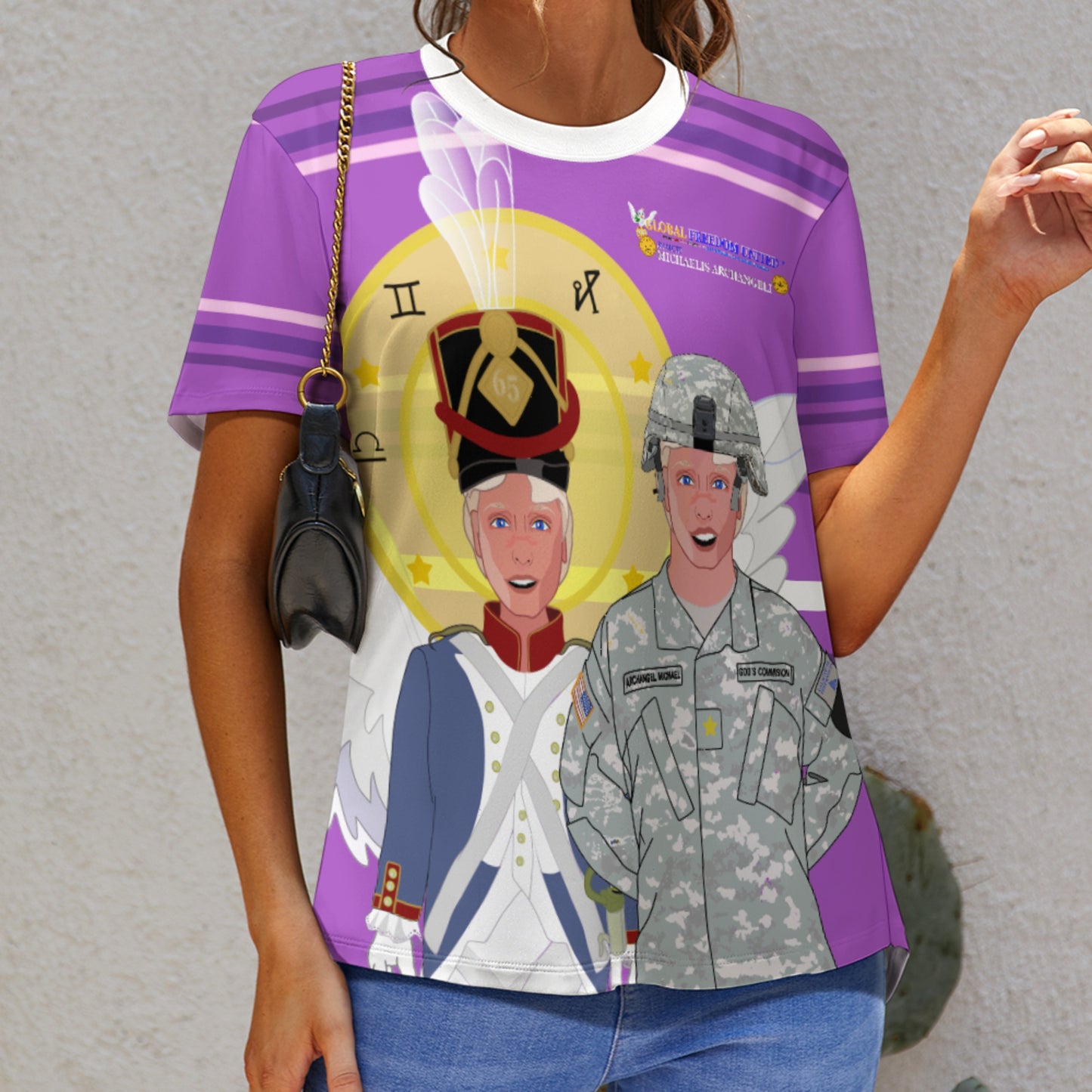 Women´s T-shirt Global Freedom United© Archangel Michael In Latin V3 Lilac