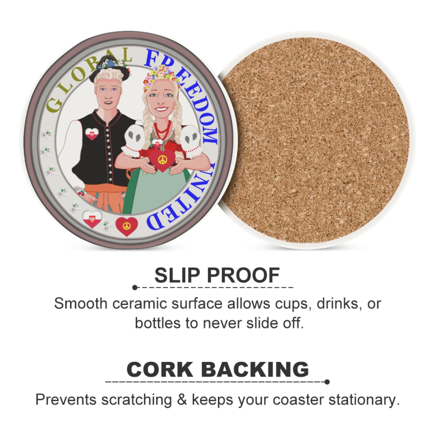 Ceramic Coasters GLOBAL FREEDOM UNITED© Couple Poland