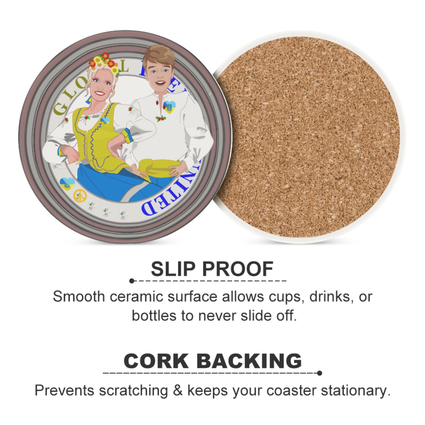 Ceramic CoastersGLOBAL FREEDOM UNITED© Couple Ukrain