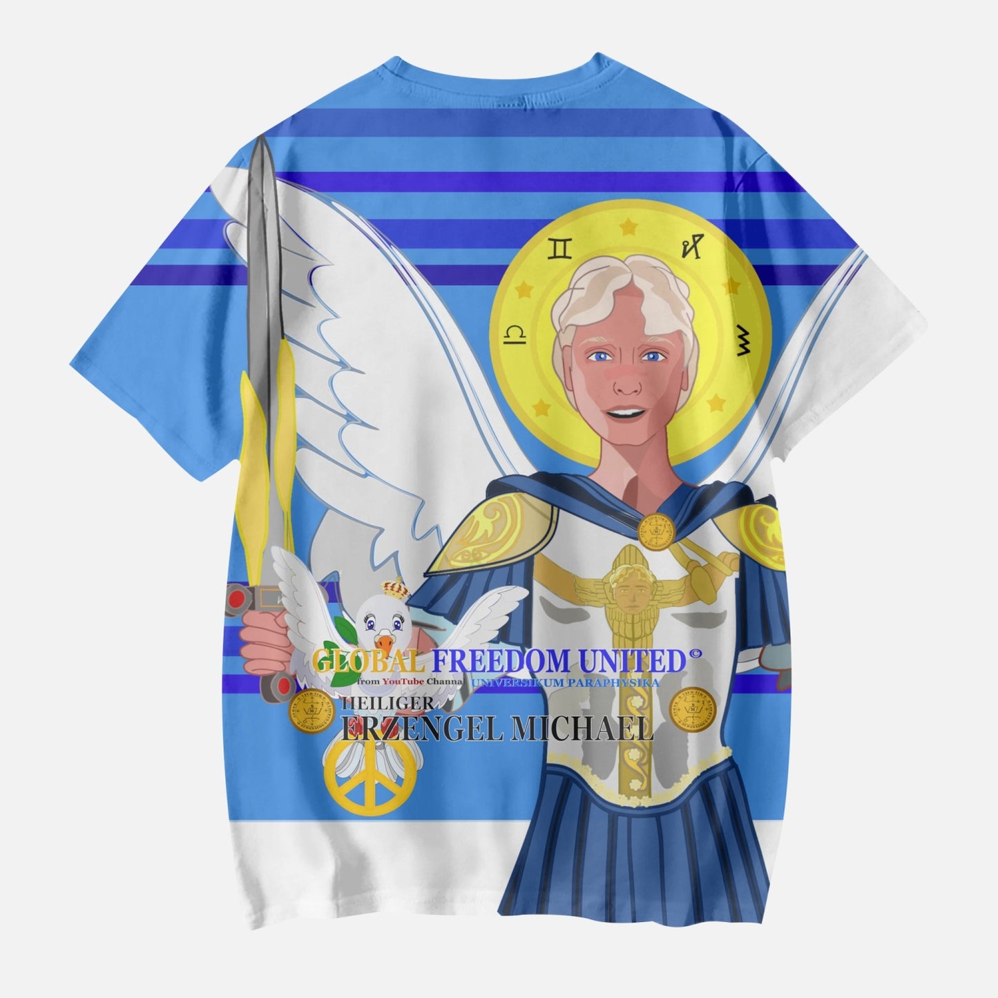 AOP Kids' Short T-Shirts GLOBAL FREEDOM UNITED ARCHANGEL MICHAEL DEEP BLUE