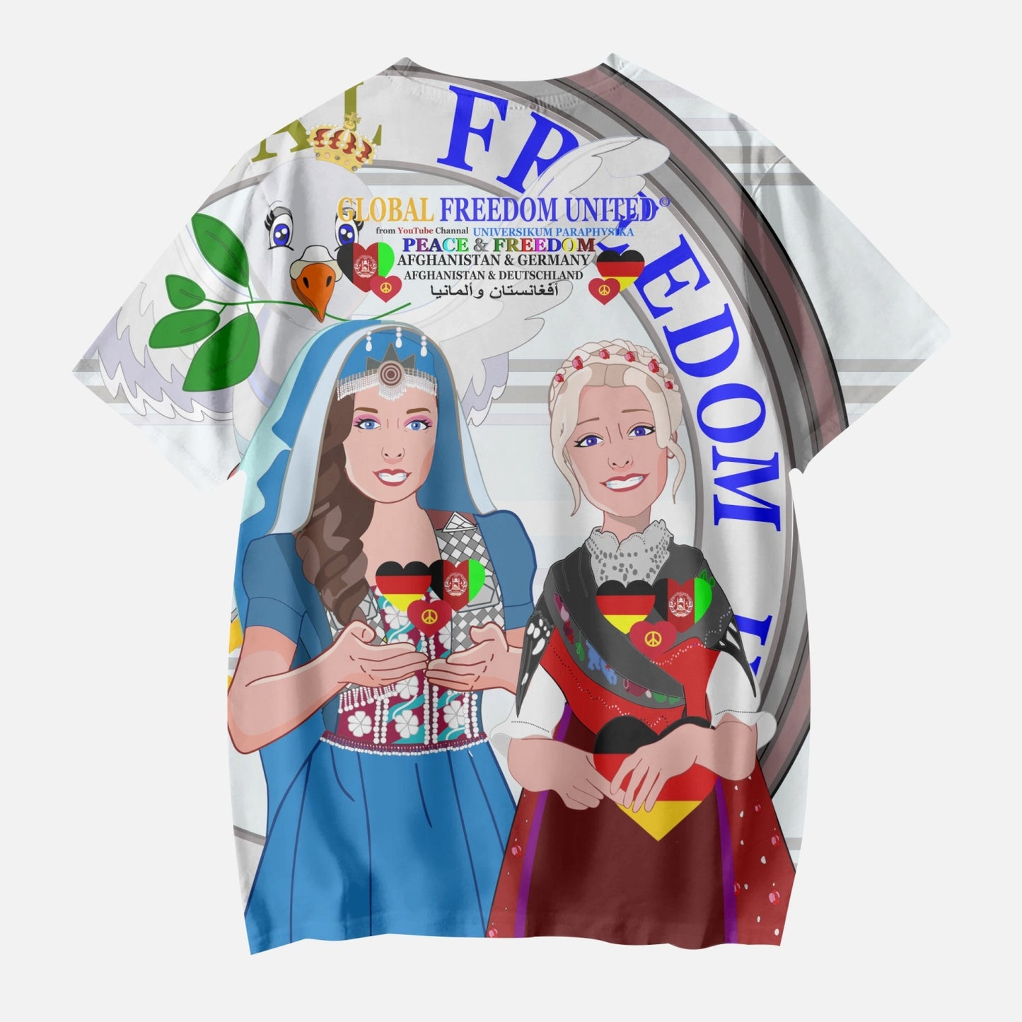 Short T-Shirts for Girls GLOBAL FREEDOM UNITED AFGHANISTAN & GERMANY V1 WIGHT