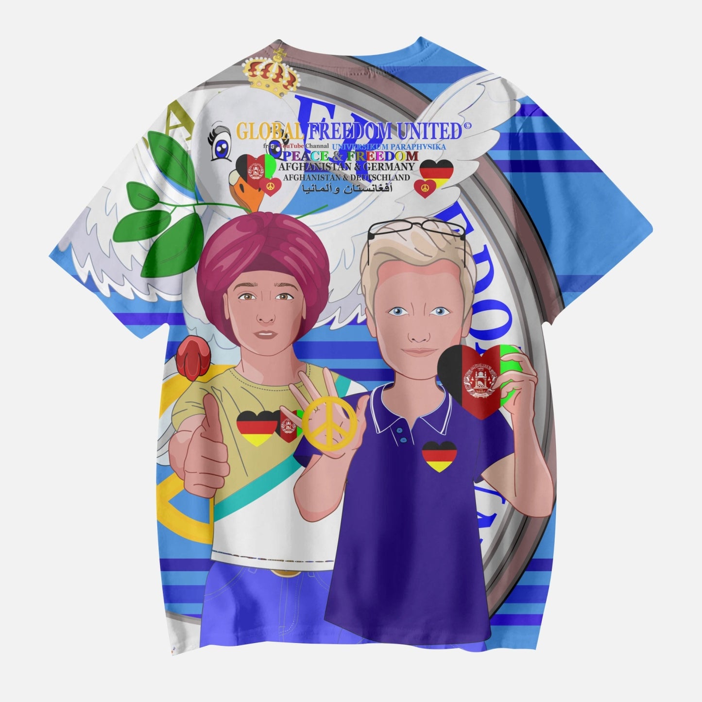 AOP Kids' Short T-Shirts GLOBAL FREEDOM UNITED BOY AFGHANISTAN & GERMANY DEEP BLUE