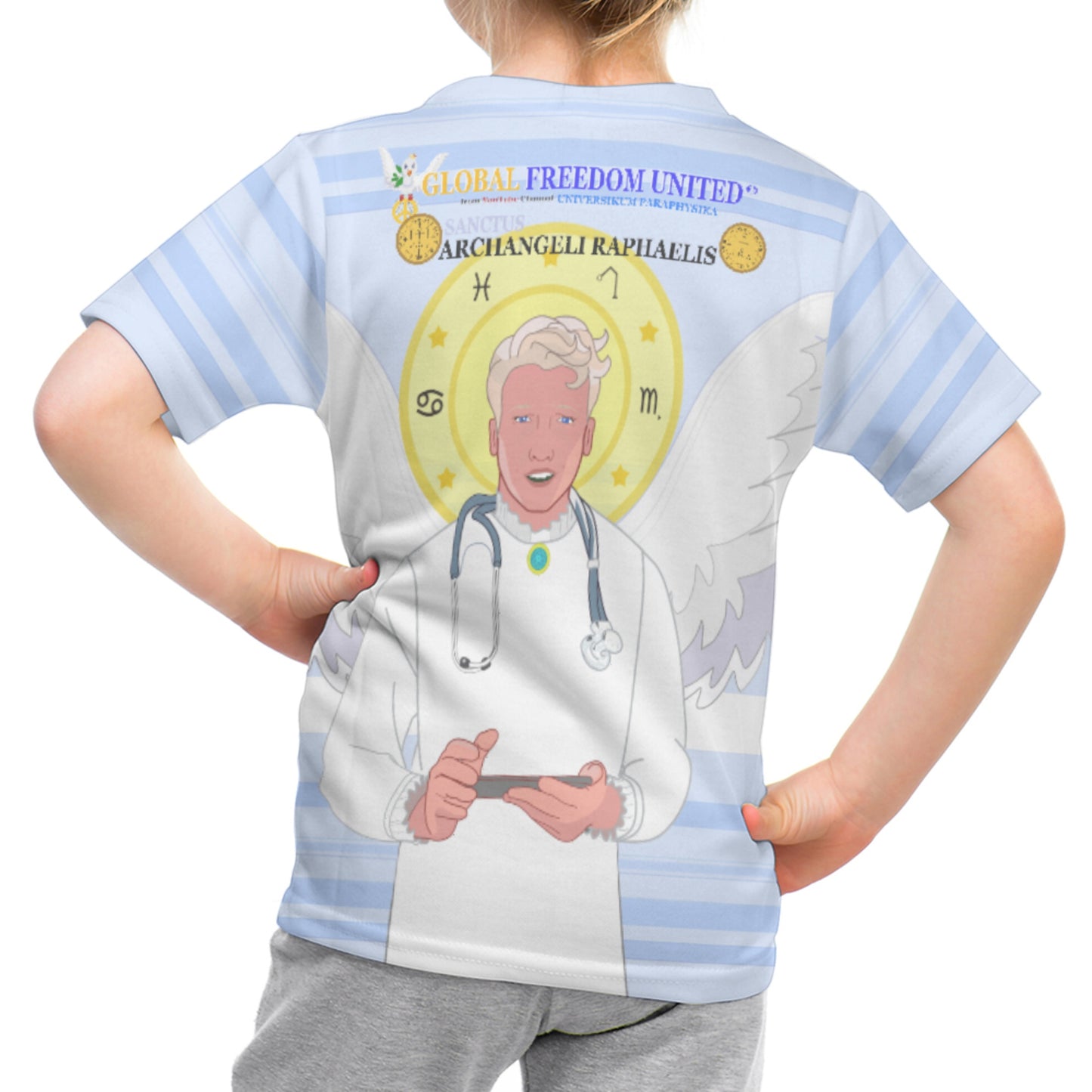 Kid´s T-shirt Global Freedom United© Archangel Rafael Old Latin Light Blue