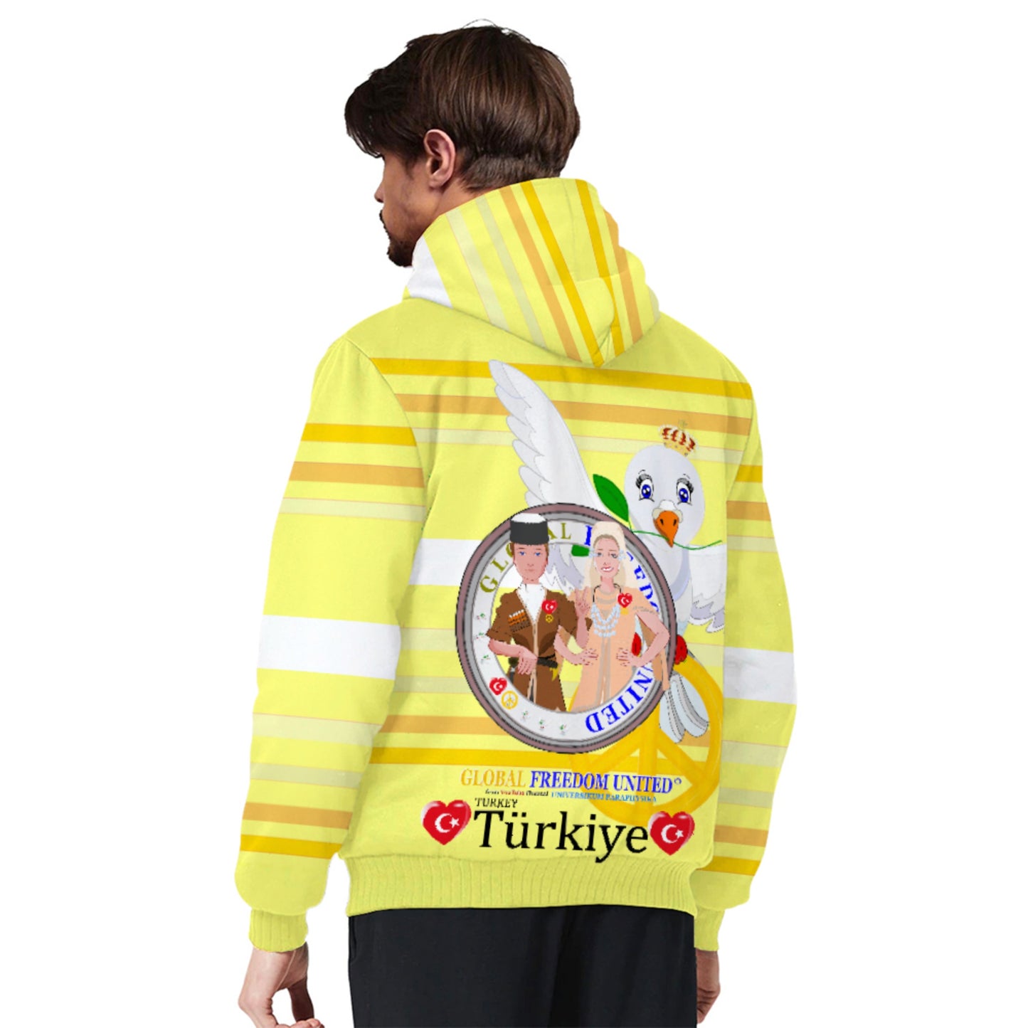 Plush Hoodie GLOBAL FREEDOM UNITED© Couple Turkey Yellow