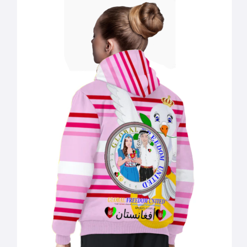Plush Hoodie GLOBAL FREEDOM UNITED© Couple Afghanistan Pink 1
