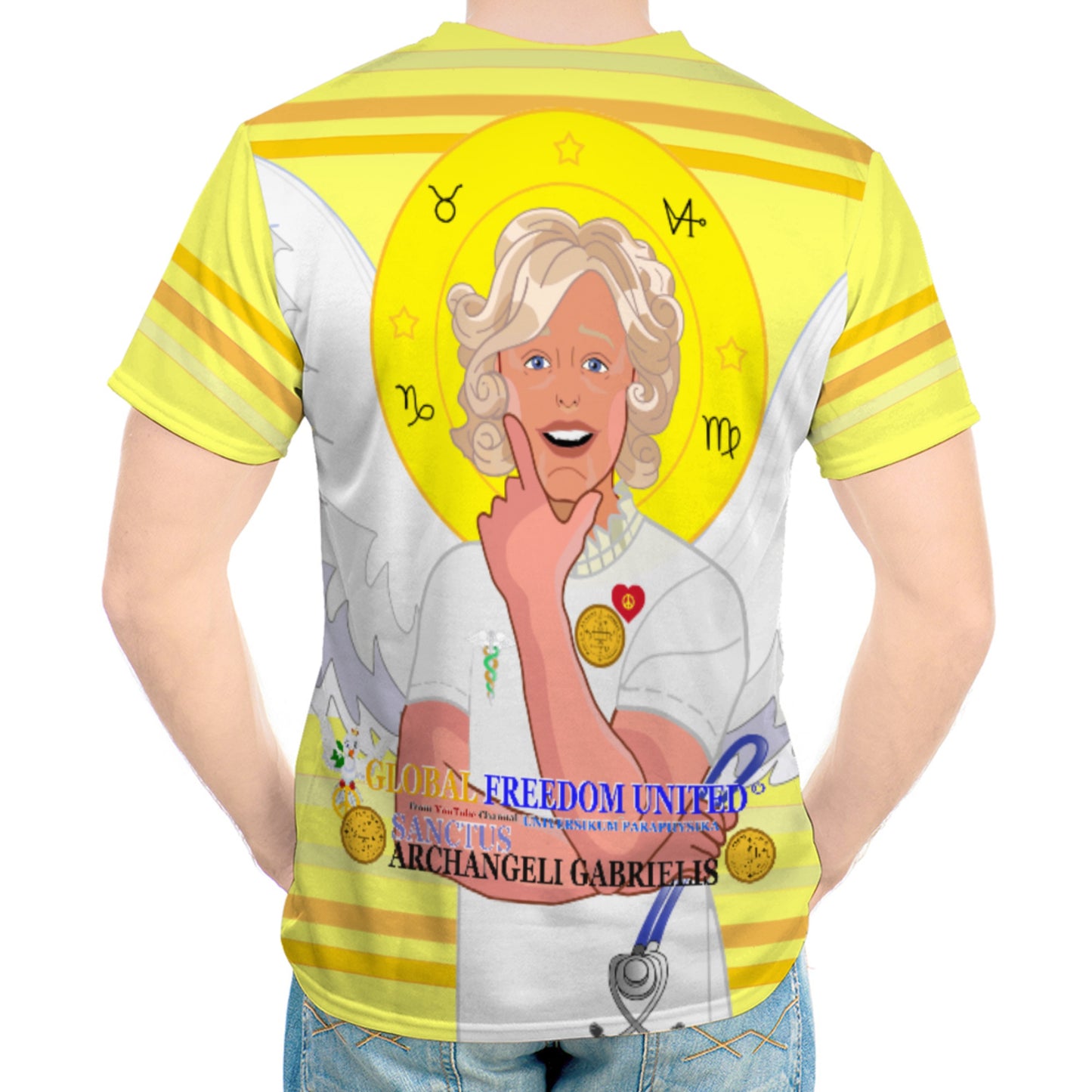 Men´s T-shirt GLOBAL FREEDOM UNITED© Archangel Gabriel Latin Yellow