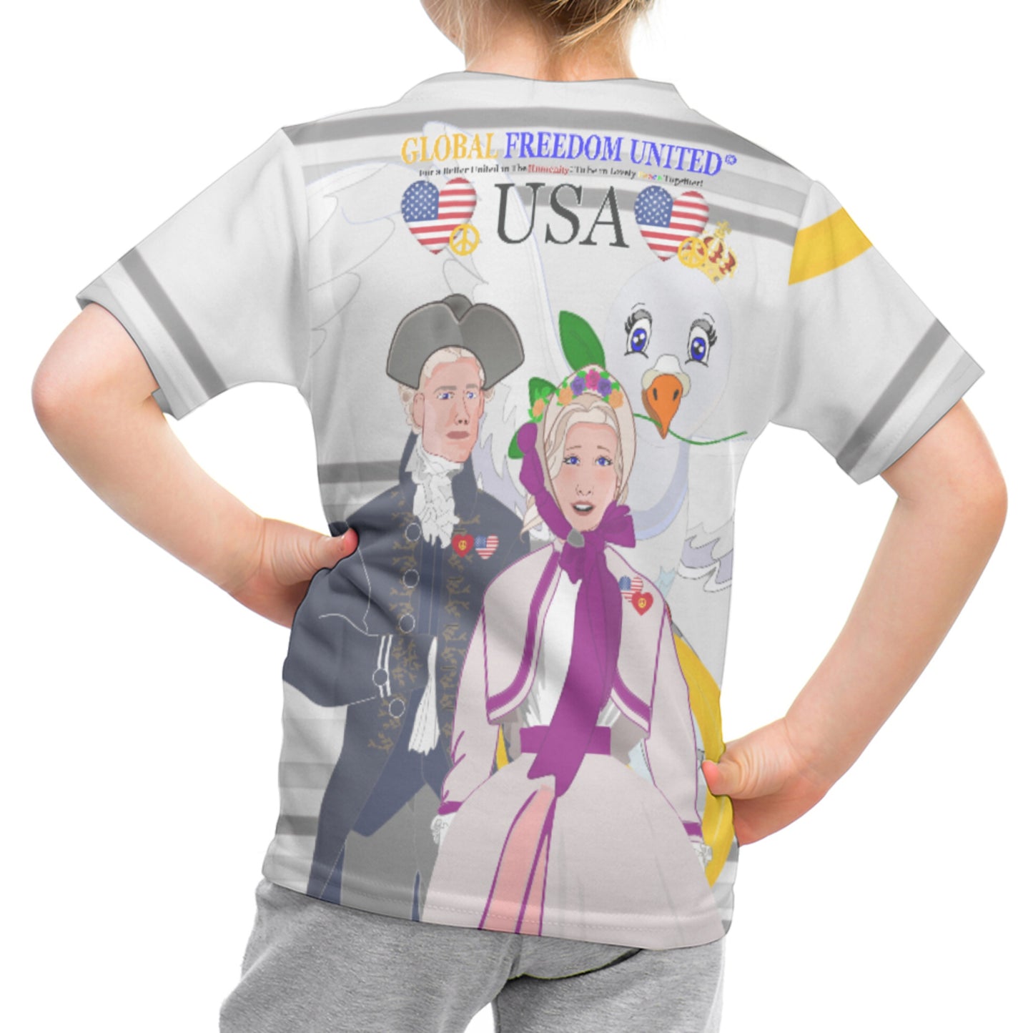 Kid´s T-shirt GLOBAL FREEDOM UNITED© Couple USA V3 Grey