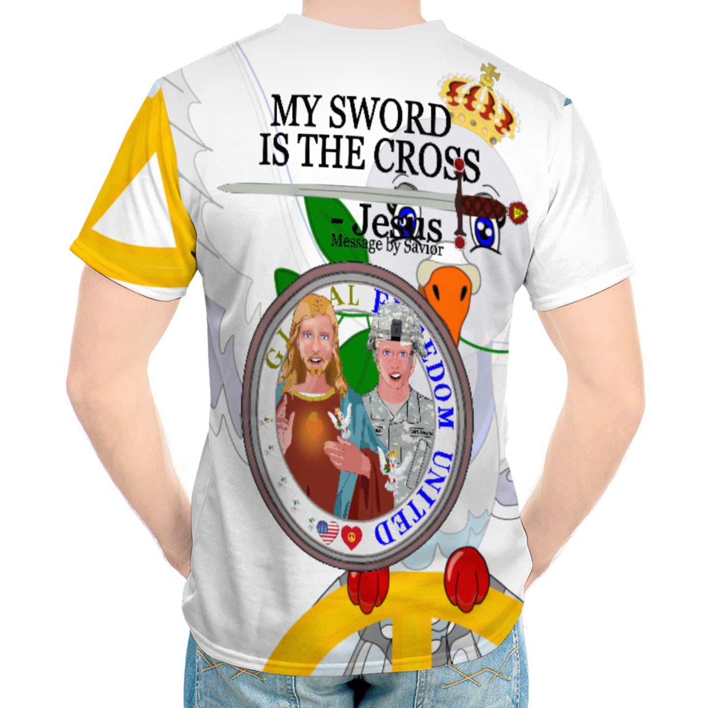 Men´s T-shirt Wight GLOBAL FREEDOM UNITED© Jesus My Sword Is My Cross