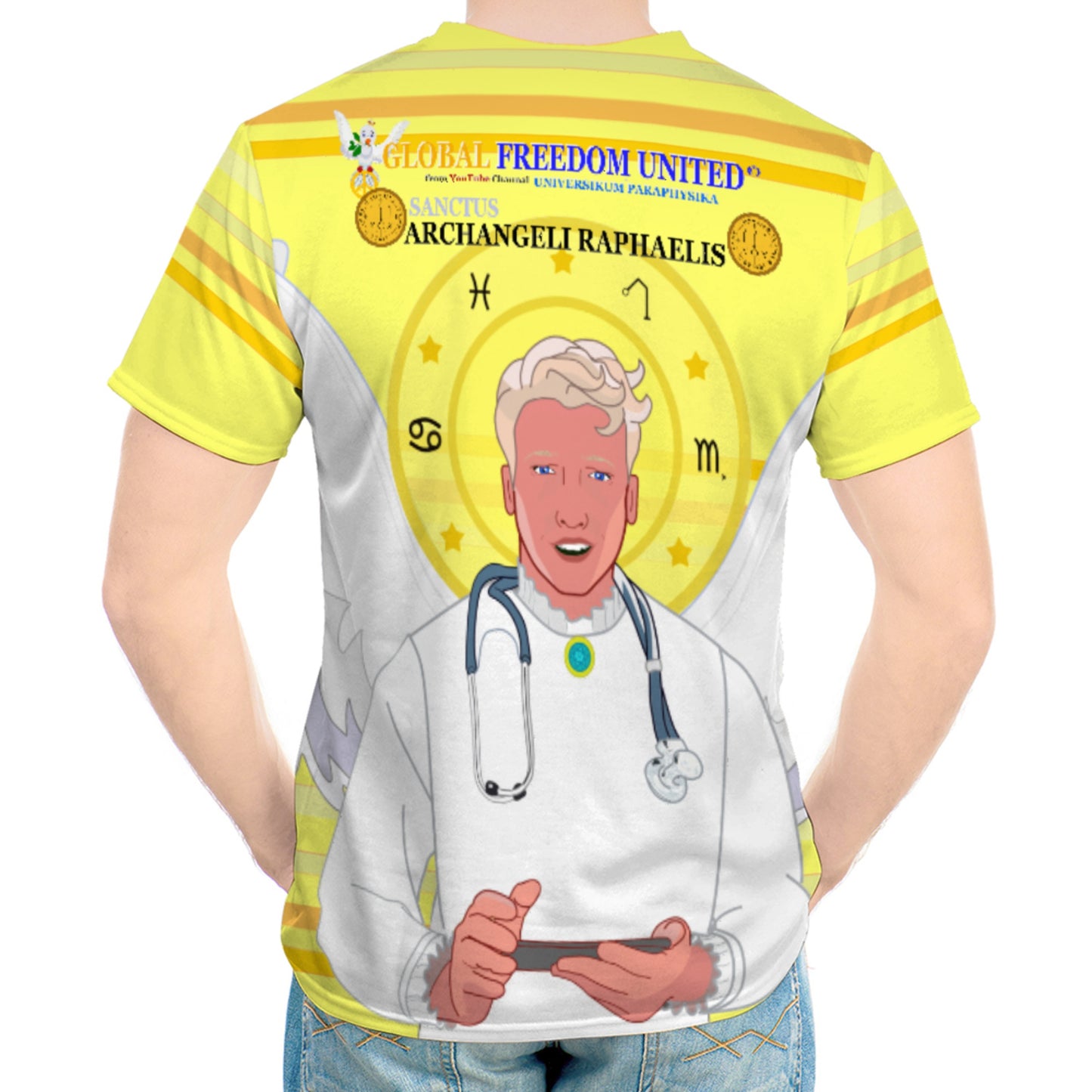 Men´s T-shirt GLOBAL FREEDOM UNITED© Archangel Rafael Old Latin Yellow