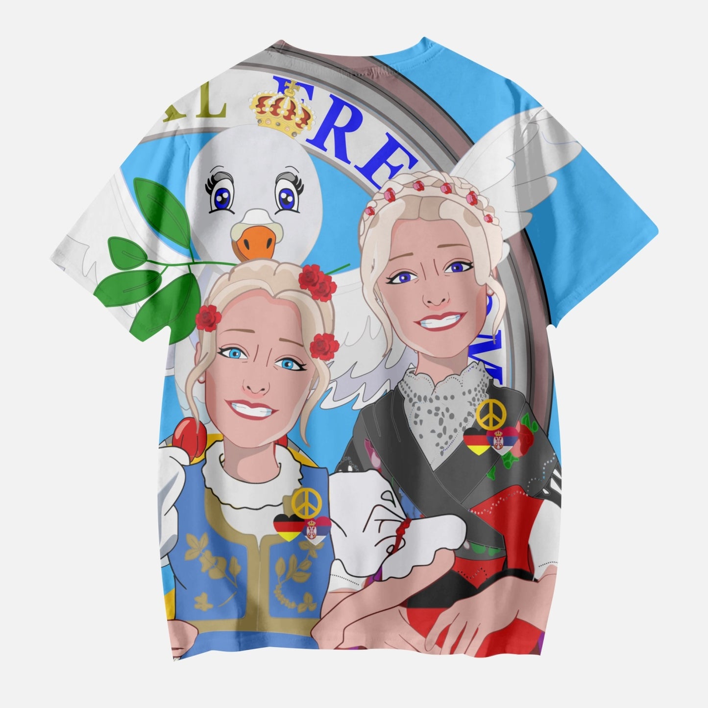 Kids' Short T-Shirts GLOBAL FREEDOM UNITED© GIRL SERBIA & GERMANY BLUE