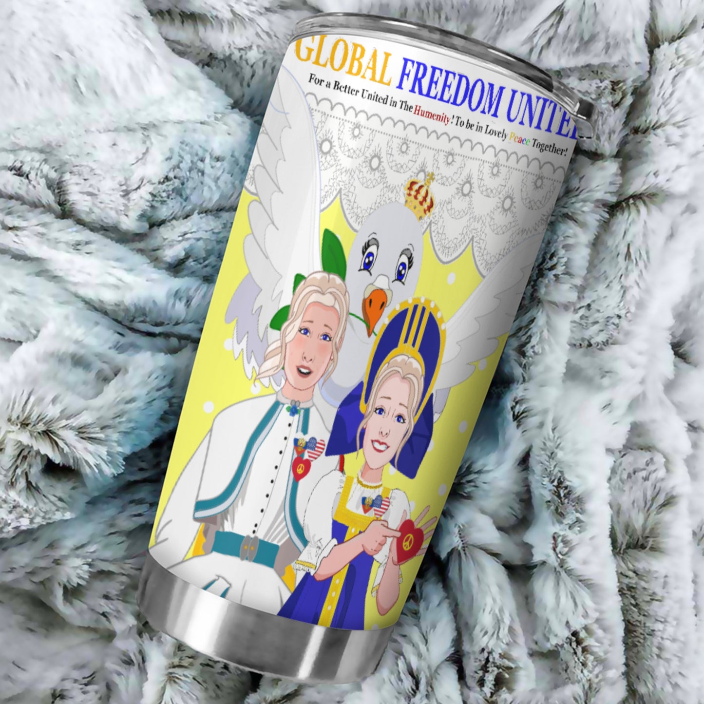 Tumbler GLOBAL FREEDOM UNITED© Women Russia & USA Yellow