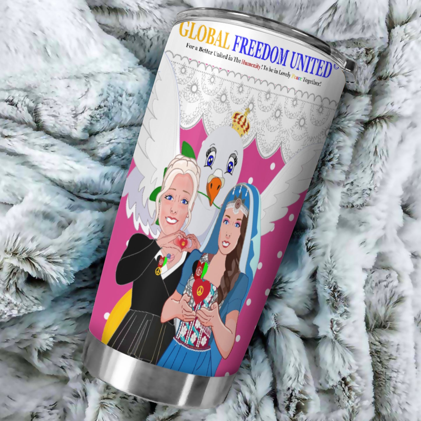 Tumbler GLOBAL FREEDOM UNITED© Women Afghanistan & USA Pink2