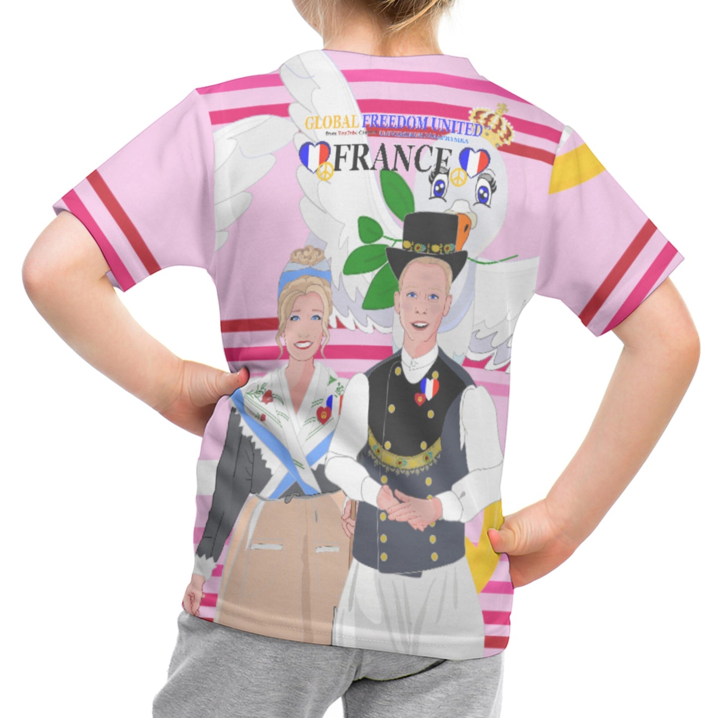 Kit´s T-shirt GLOBAL FREEDOM UNITED© Couple French Pink1