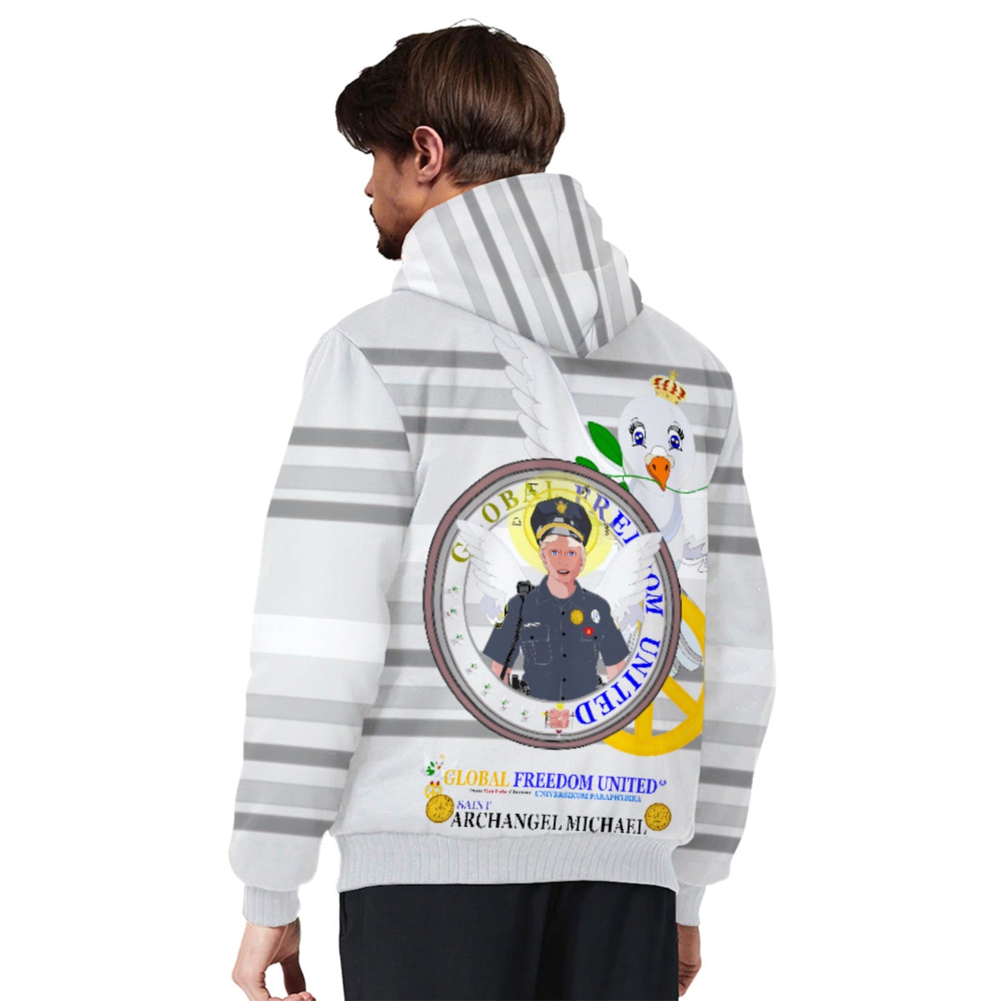 Plush Hoodie GLOBAL FREEDOM UNITED© Archangel Michael As Policemen Wight