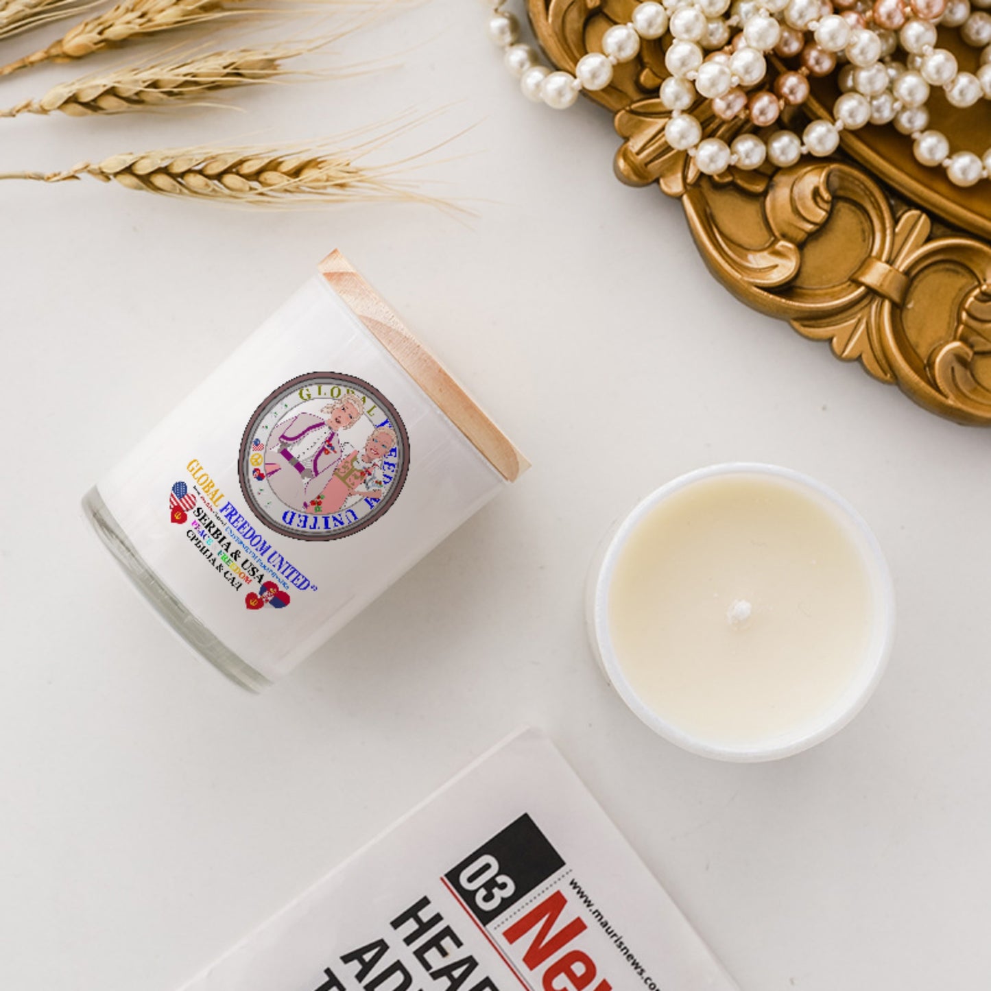 Scented Soy Candle GLOBAL FREEDOM UNITED© Women Serbia & USA