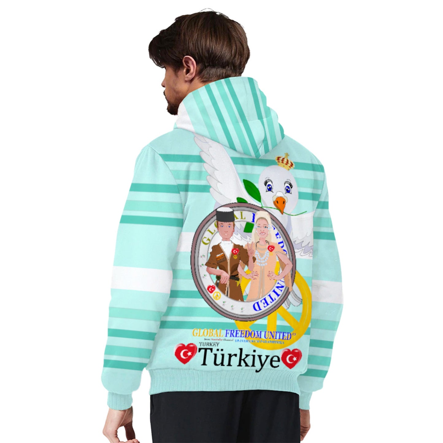 Plush Hoodie GLOBAL FREEDOM UNITED© Couple Turkey Light Green