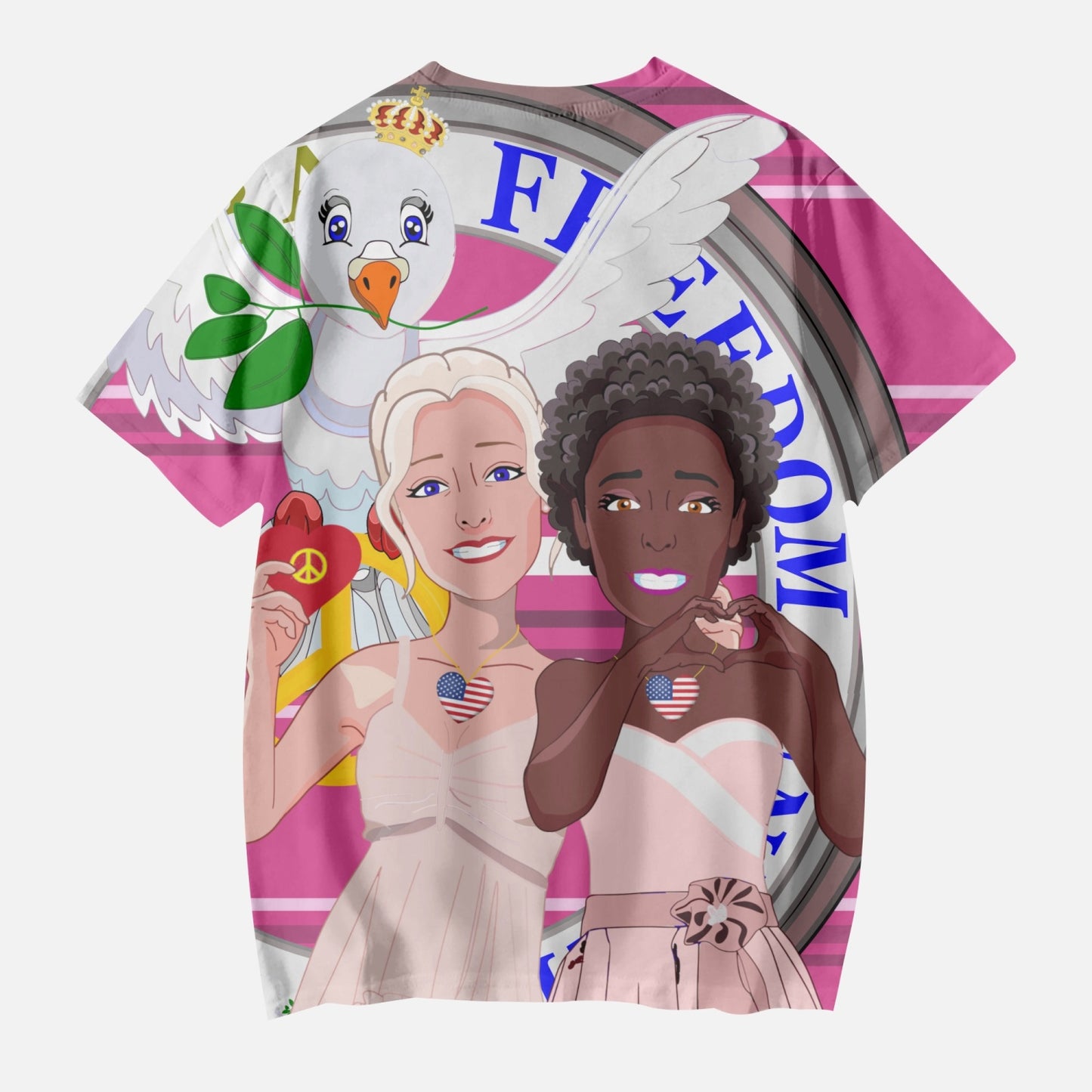 Kids' Short T-Shirts GLOBAL FREEDOM UNITED ANTI FASHISM & RACISM GIRL PINK 2