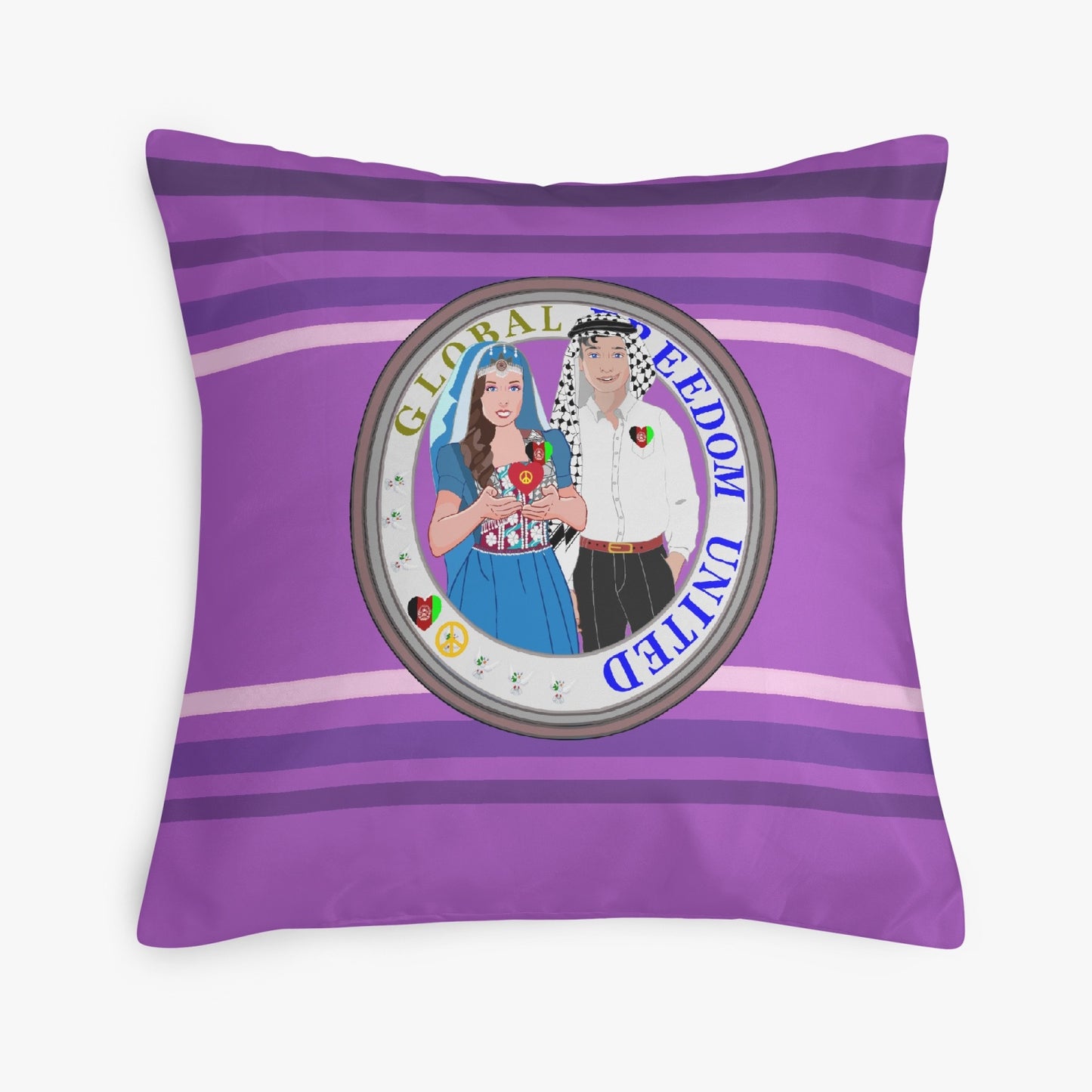 GLOBAL FREEDOM UNITED© Couple Afghanistan 18'' Square Pillow Cover