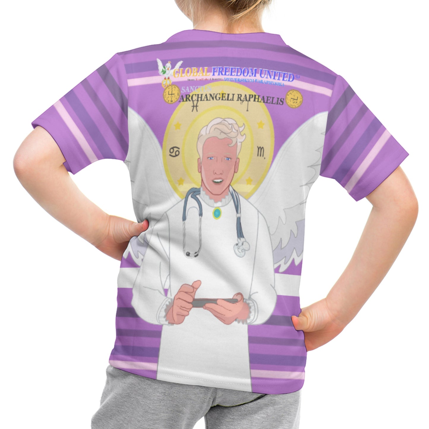 Kid´s T-shirt Global Freedom United© Archangel Rafael Old Latin Lilac