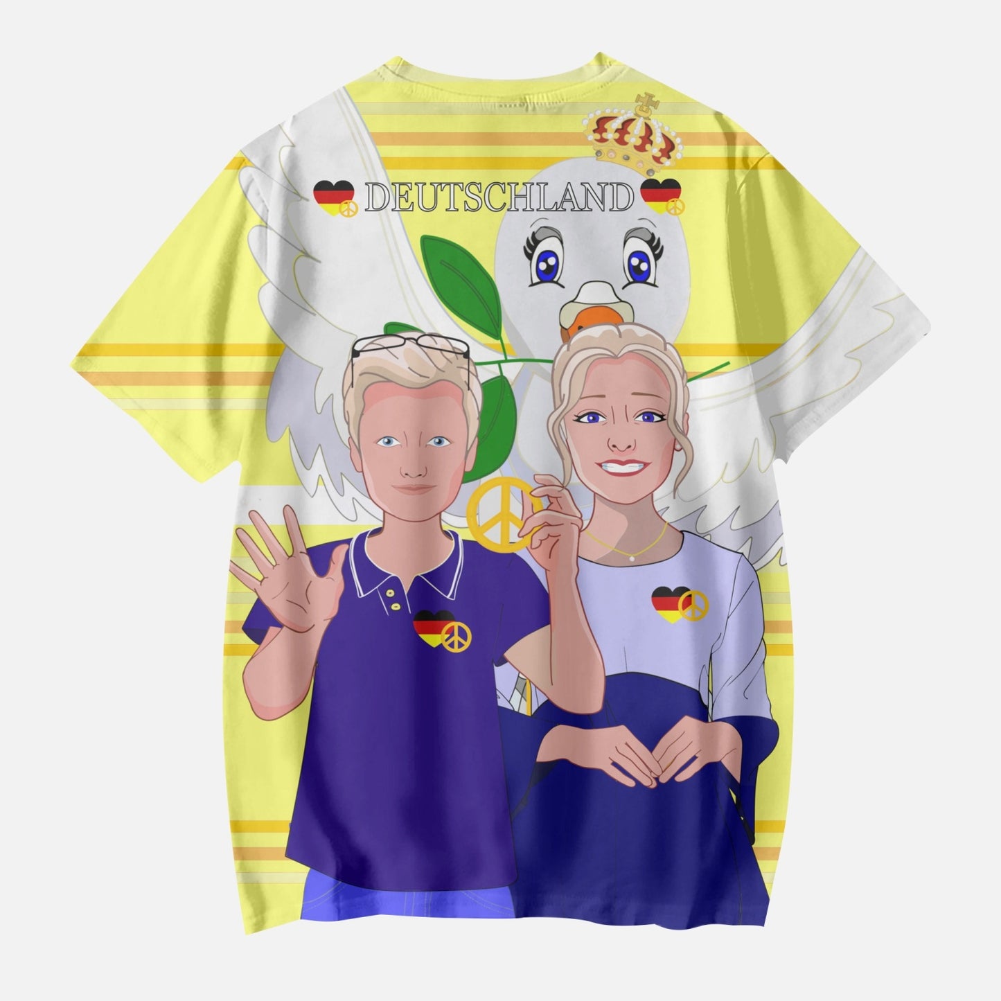 AOP Kids' Short T-Shirts GLOBAL FREEDOM UNITED COUPLE EDITION GERMANY V2 YELLOW