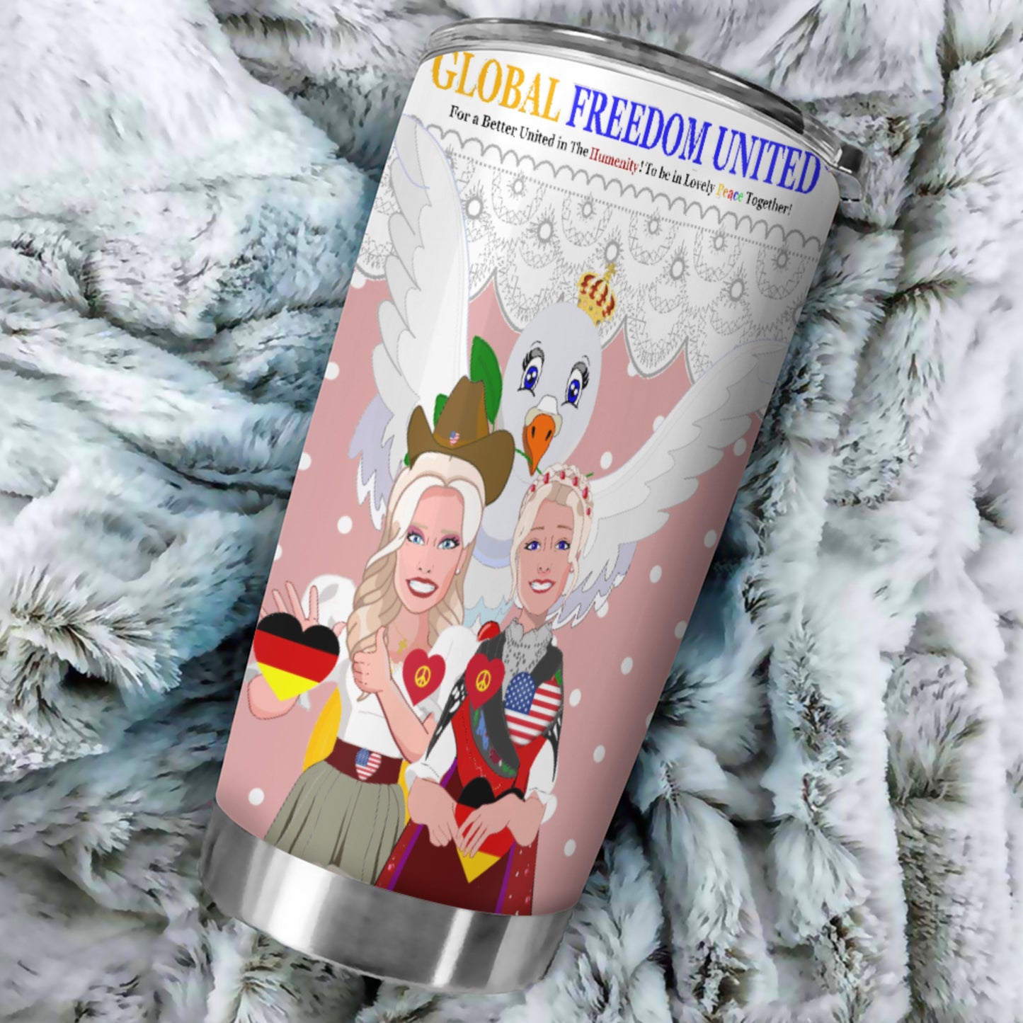 Tumbler GLOBAL FREEDOM UNITED© Women Germany & USA Pink1