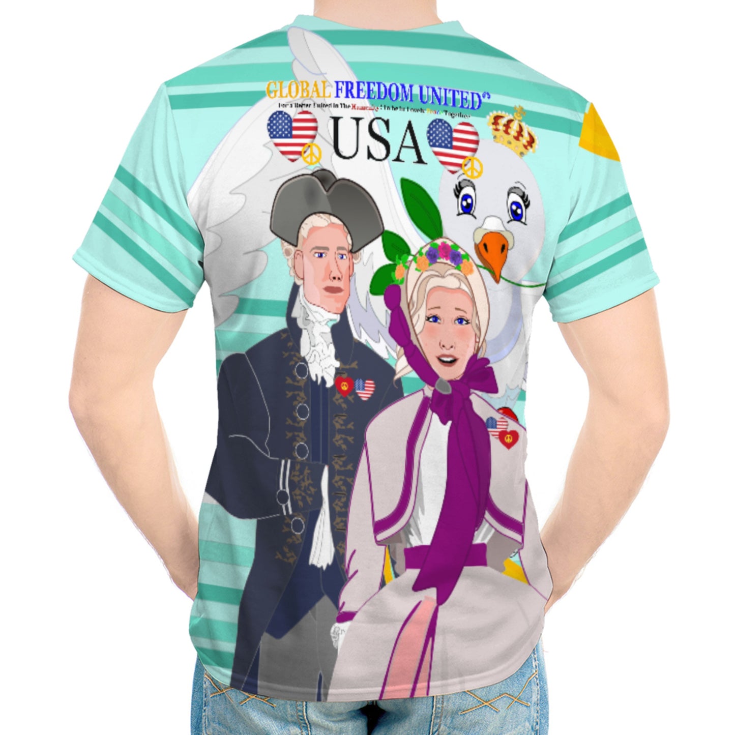 Men´s T-shirt GLOBAL FREEDOM UNITED© Couple USA V3 Light Green