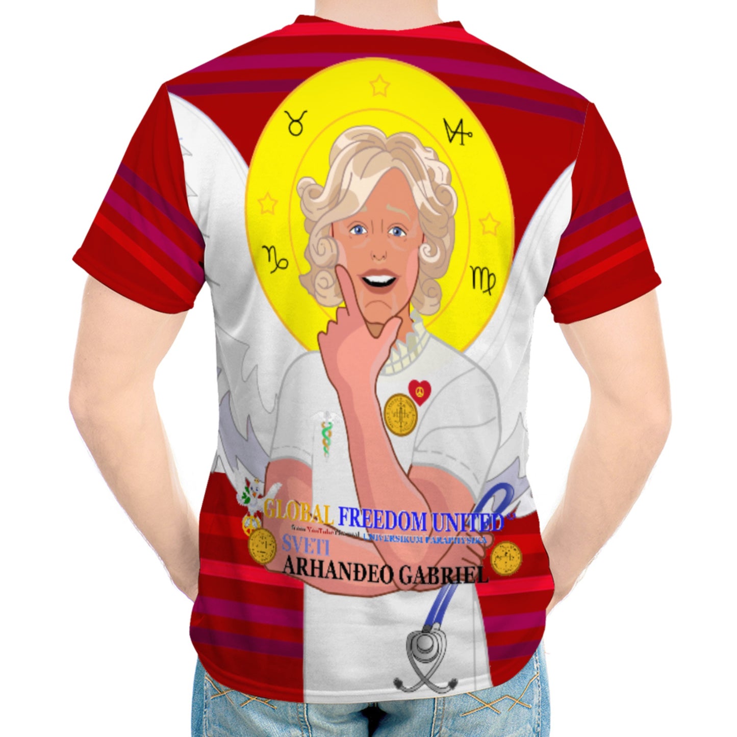 Men´s T-shirt GLOBAL FREEDOM UNITED© Archangel Gabriel Croatia Red