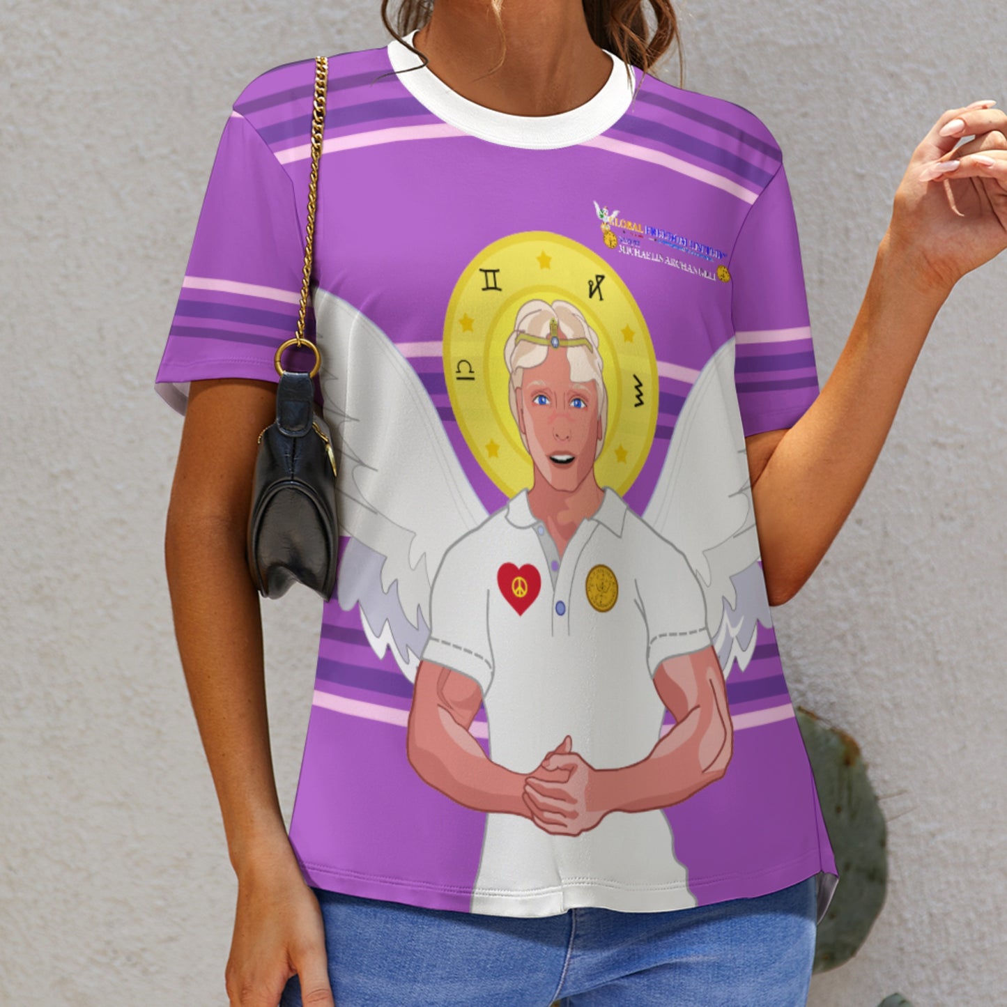 Women´s T-shirt Global Freedom United© Archangel Michael In Latin V2 Lilac