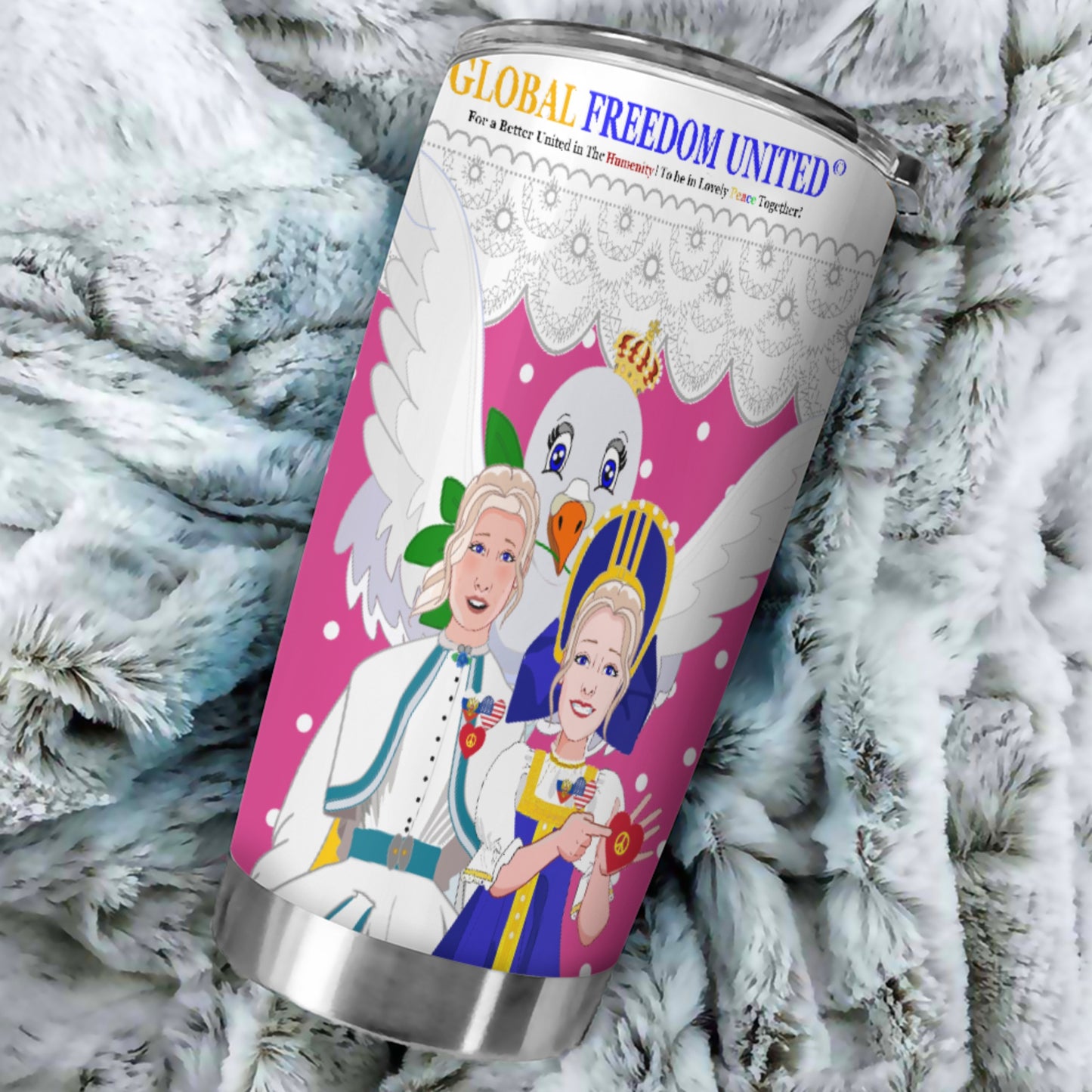 Tumbler GLOBAL FREEDOM UNITED© Women Russia & USA Pink2