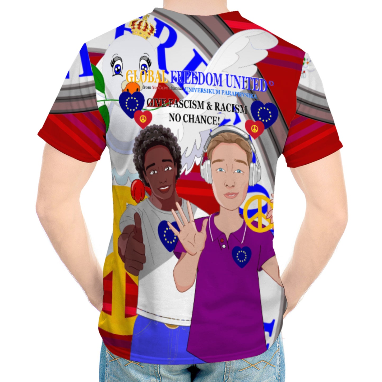 Men´s T-shirt GLOBAL FREEDOM UNITED© Men Anti Racism & Fascism Red