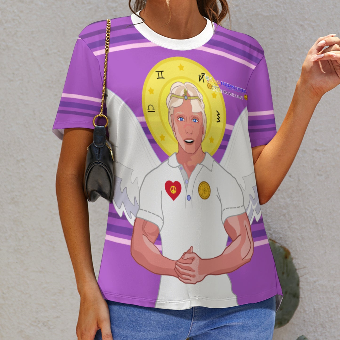 Women´s T-shirt GLOBAL FREEDOM UNITED© Archangel Michael Serbia V2 Lilac
