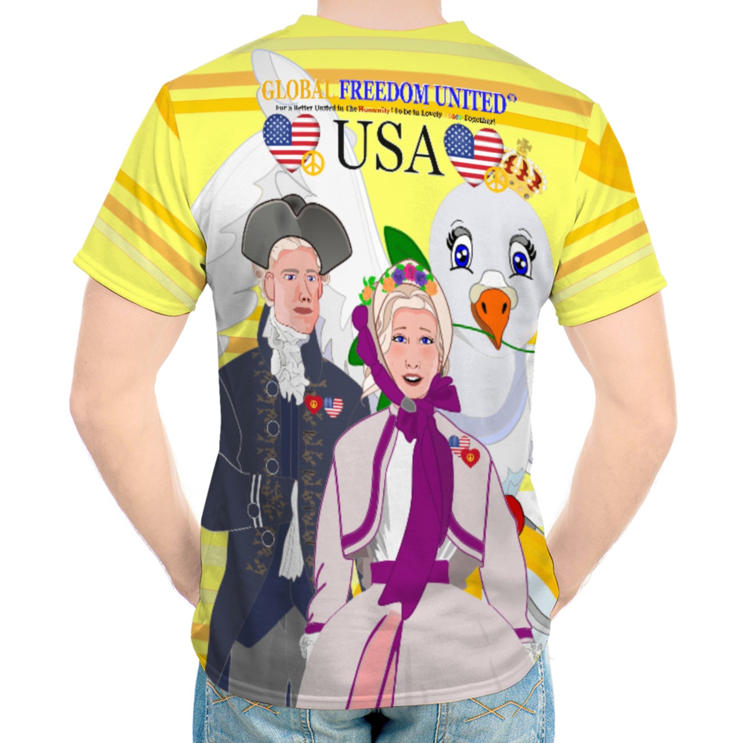 Men´s T-shirt GLOBAL FREEDOM UNITED© Couple USA V3 Yellow