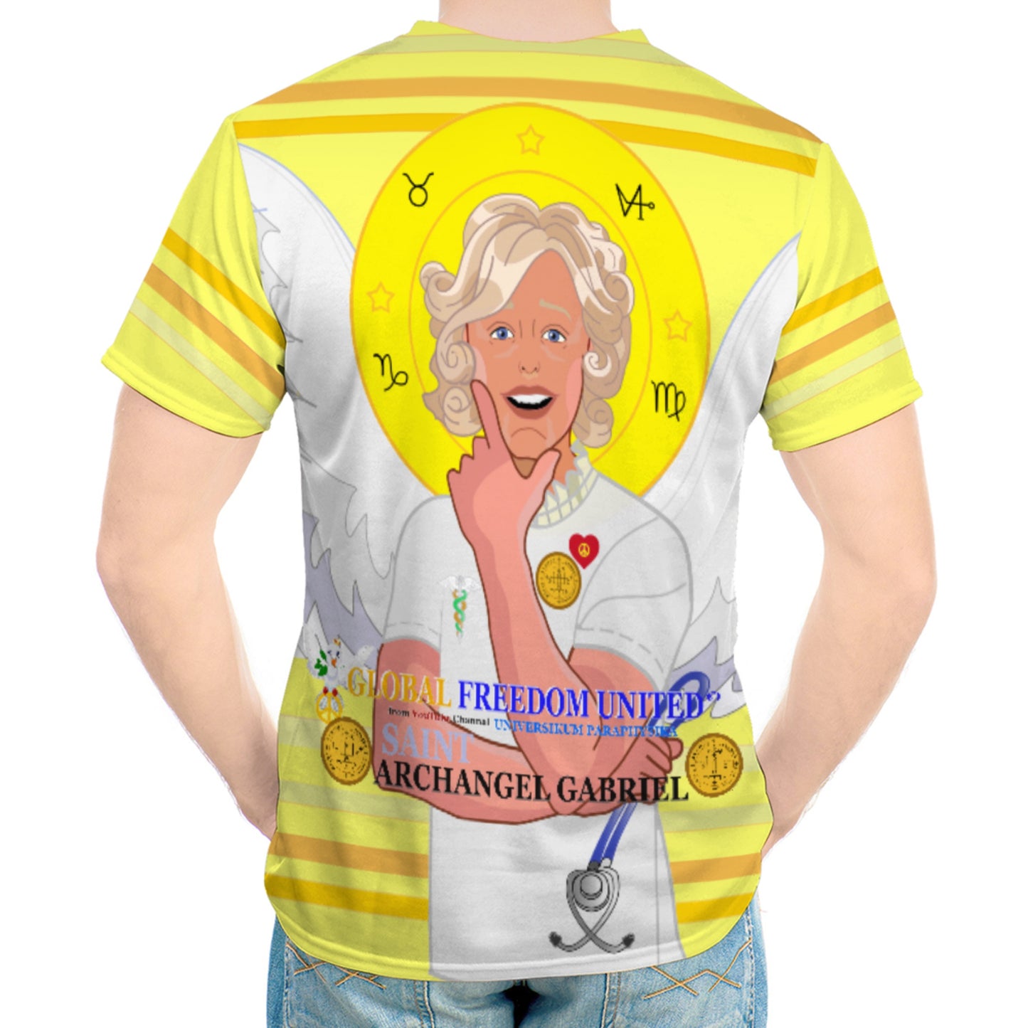 Men´s T-shirt GLOBAL FREEDOM UNITED© Archangel Gabriel English Yellow