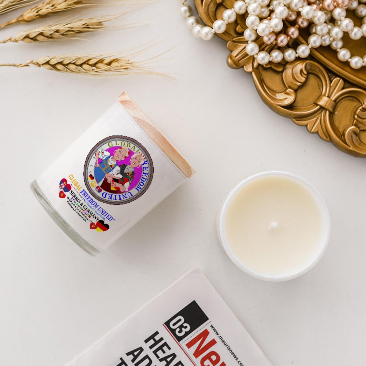 Scented Soy Candle GLOBAL FREEDOM UNITED© Women Serbia & Germany V2