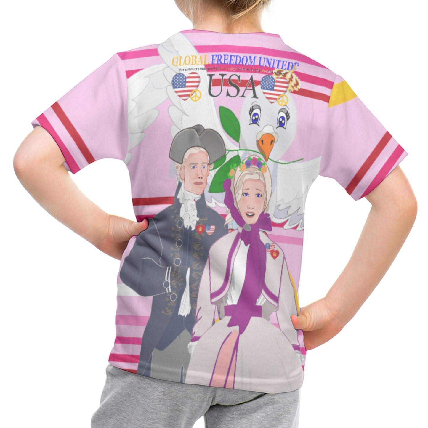 Kid´s T-shirt GLOBAL FREEDOM UNITED© Couple USA V3 Pink1